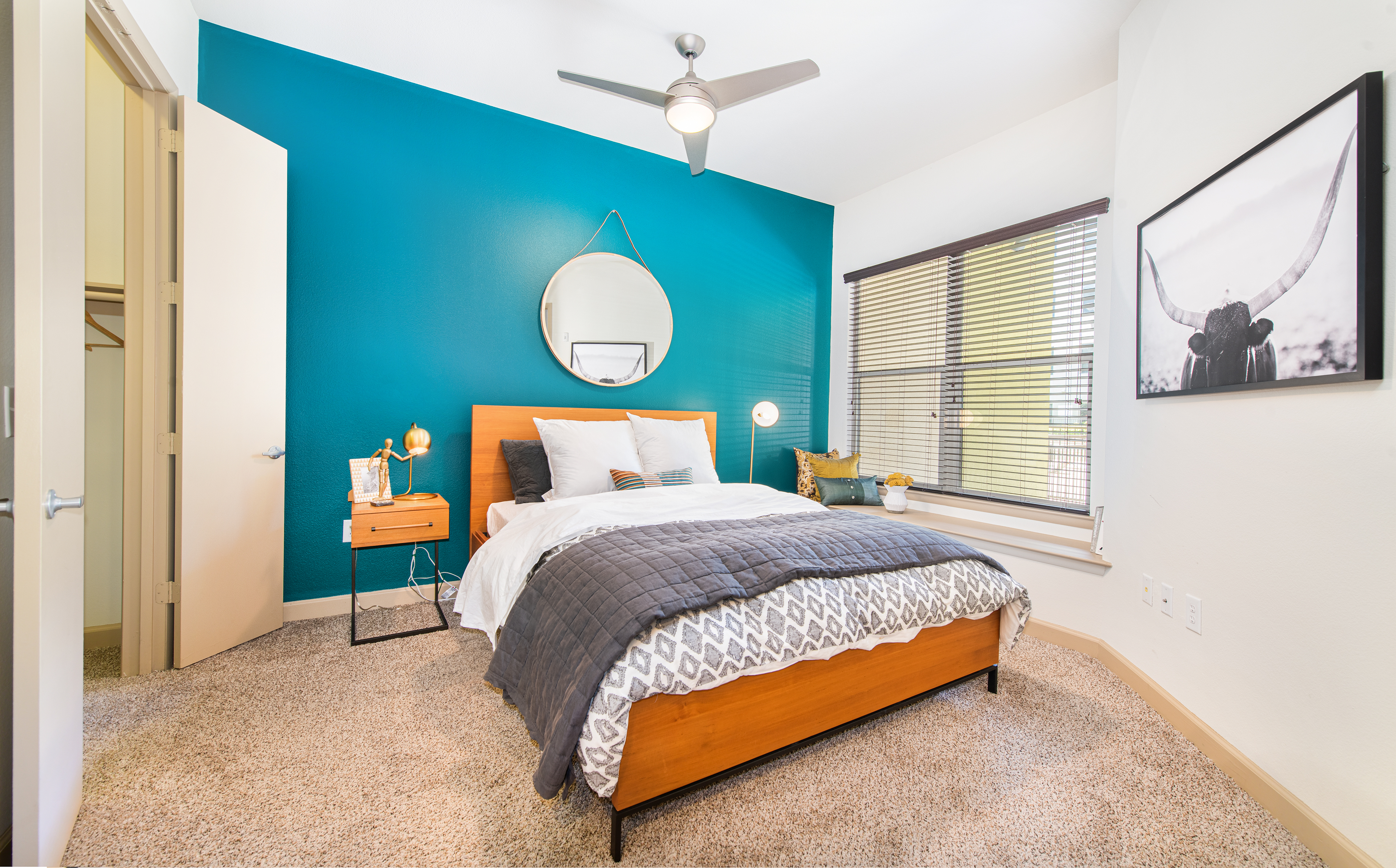 Bedroom at MAA Katy Trail luxury apartment homes in Dallas, TX