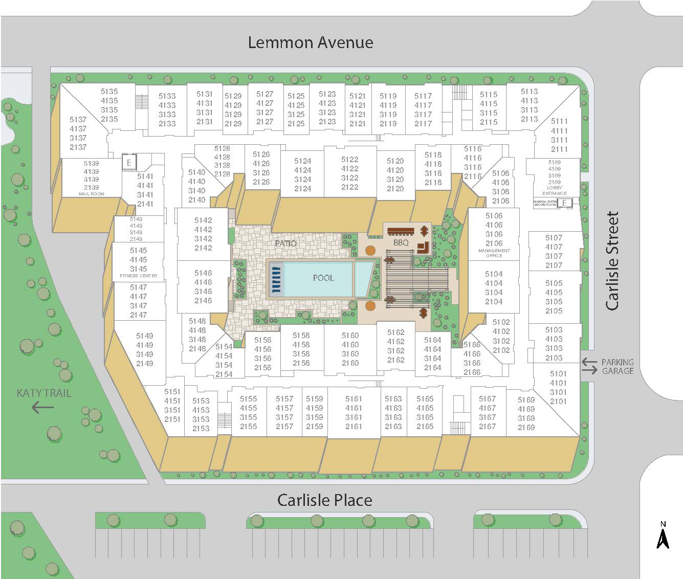 Property Map of MAA Katy Trail luxury apartments in Dallas, TX