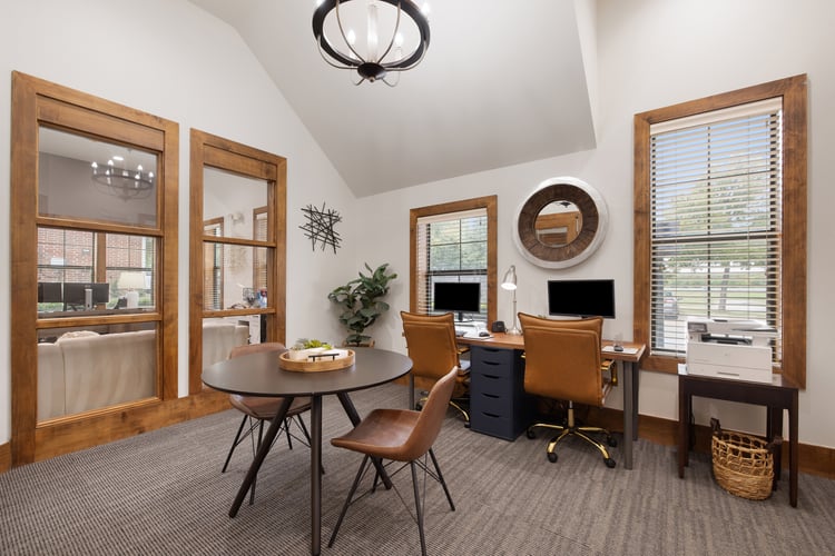 Business center at MAA Lowes Farm luxury apartment homes in Mansfield, TX