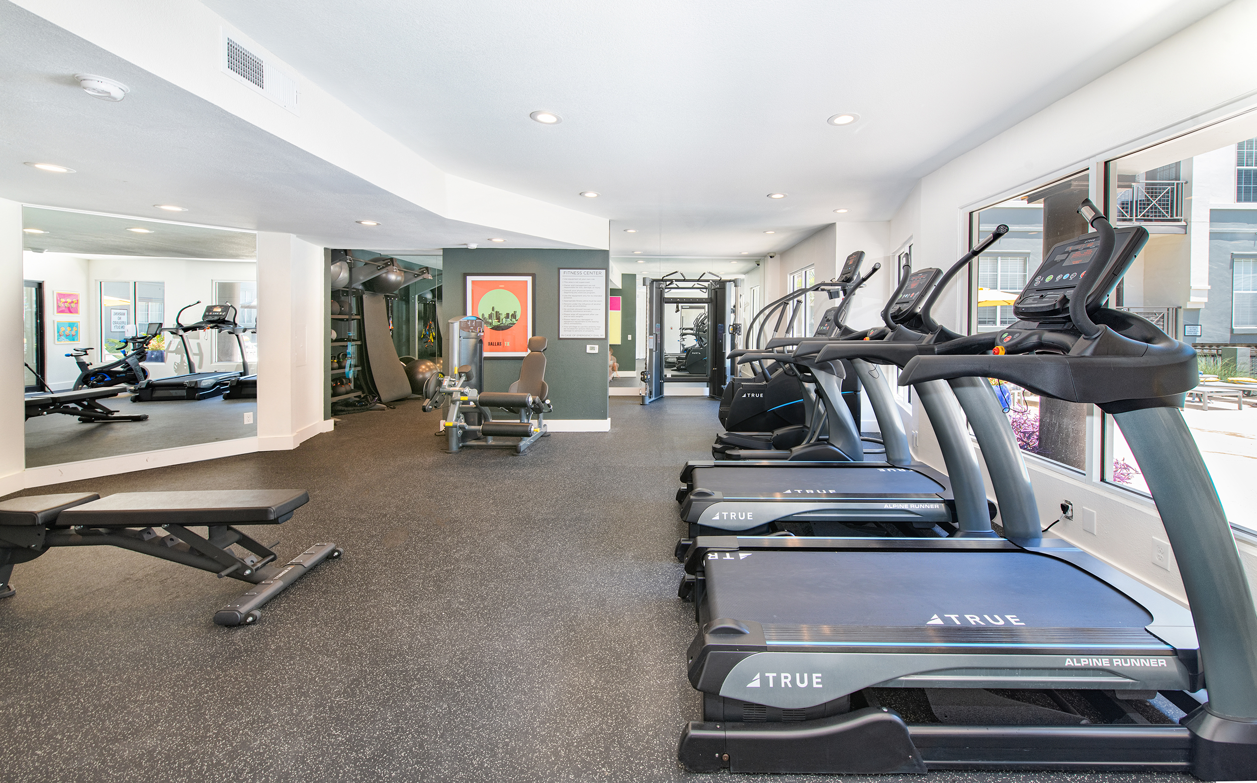 Fitness center at MAA McKinney Ave luxury apartment homes in Dallas, TX