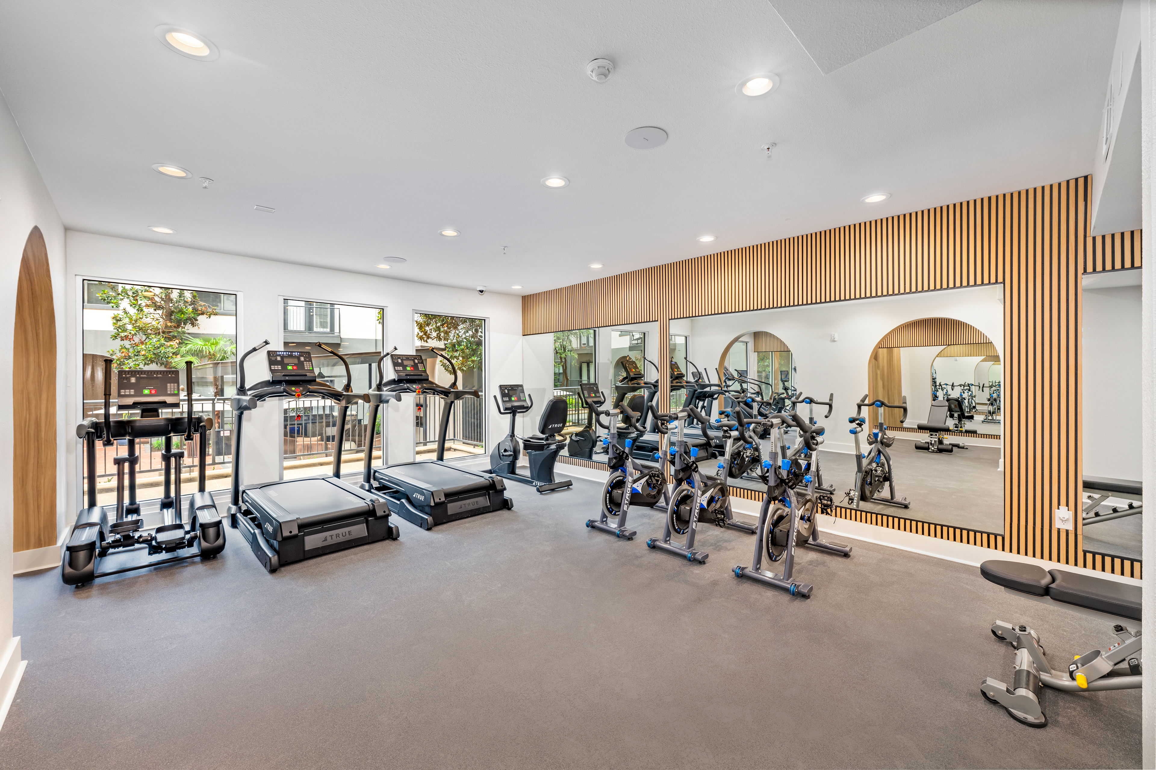 Fitness center at MAA North Hall luxury apartment homes in Dallas, TX