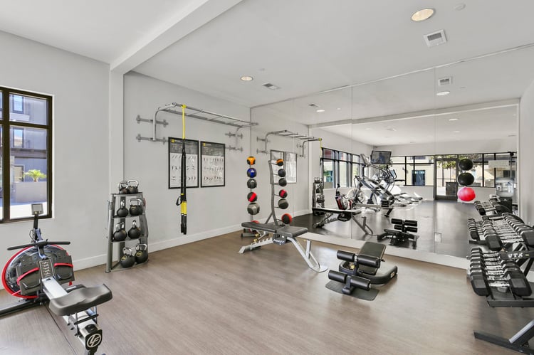 Fitness center at Times Square at Craig Ranch luxury apartment homes in Dallas, TX