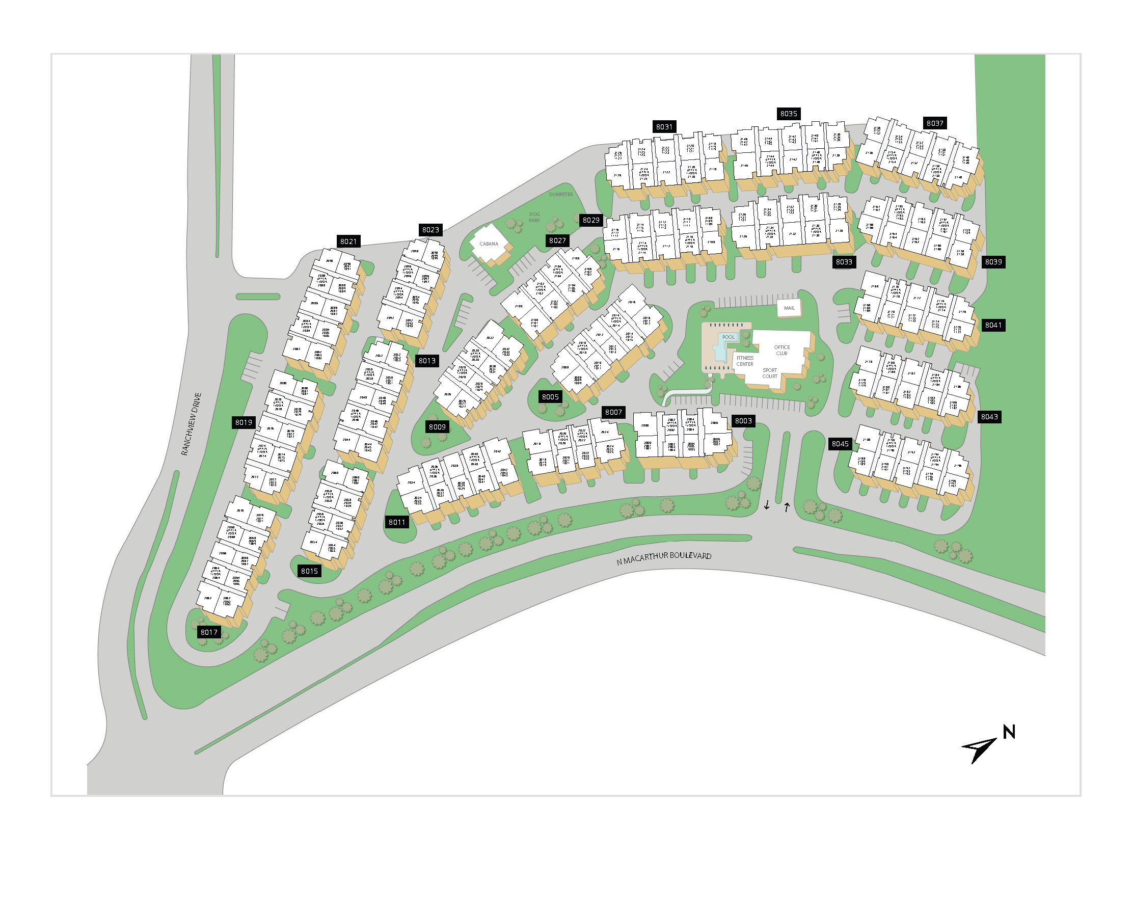 Property map of MAA Valley Ranch luxury apartments in Irving, TX