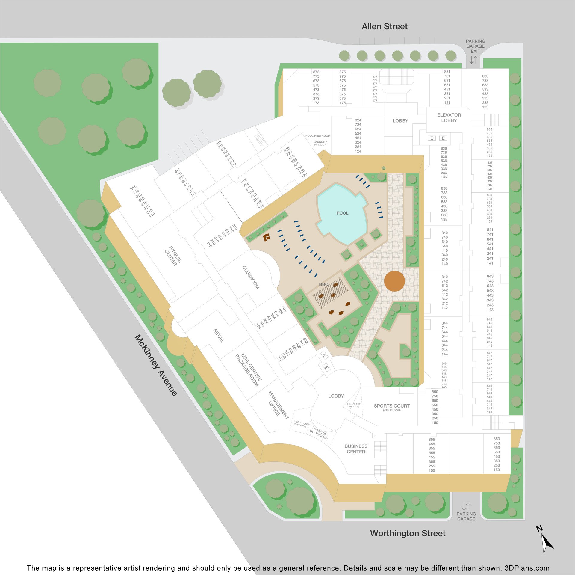 Property Map of MAA Worthington luxury apartments in Dallas, TX