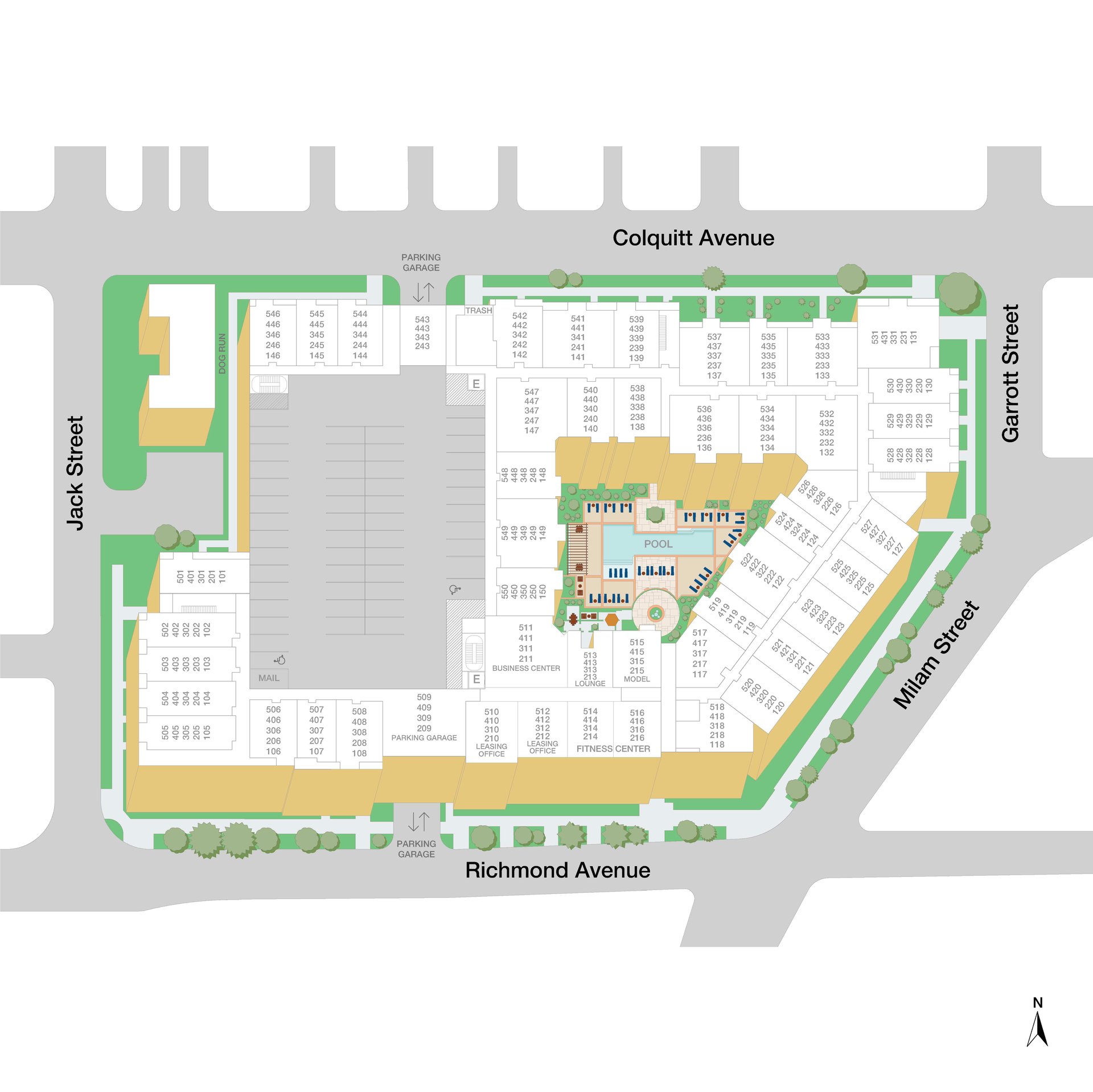Property map of MAA 510 luxury apartments in Houston, TX