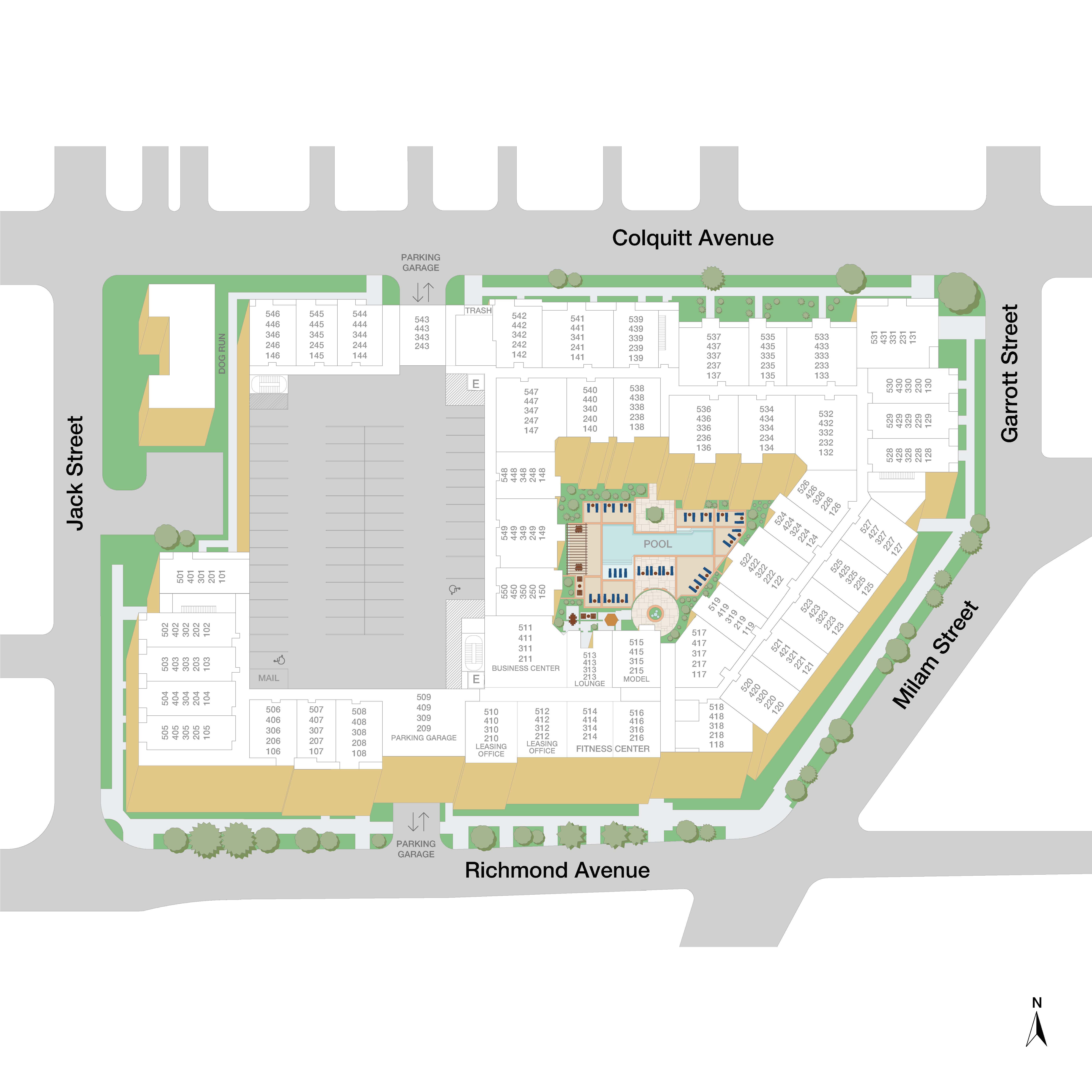 Property map of MAA 510 luxury apartments in Houston, TX