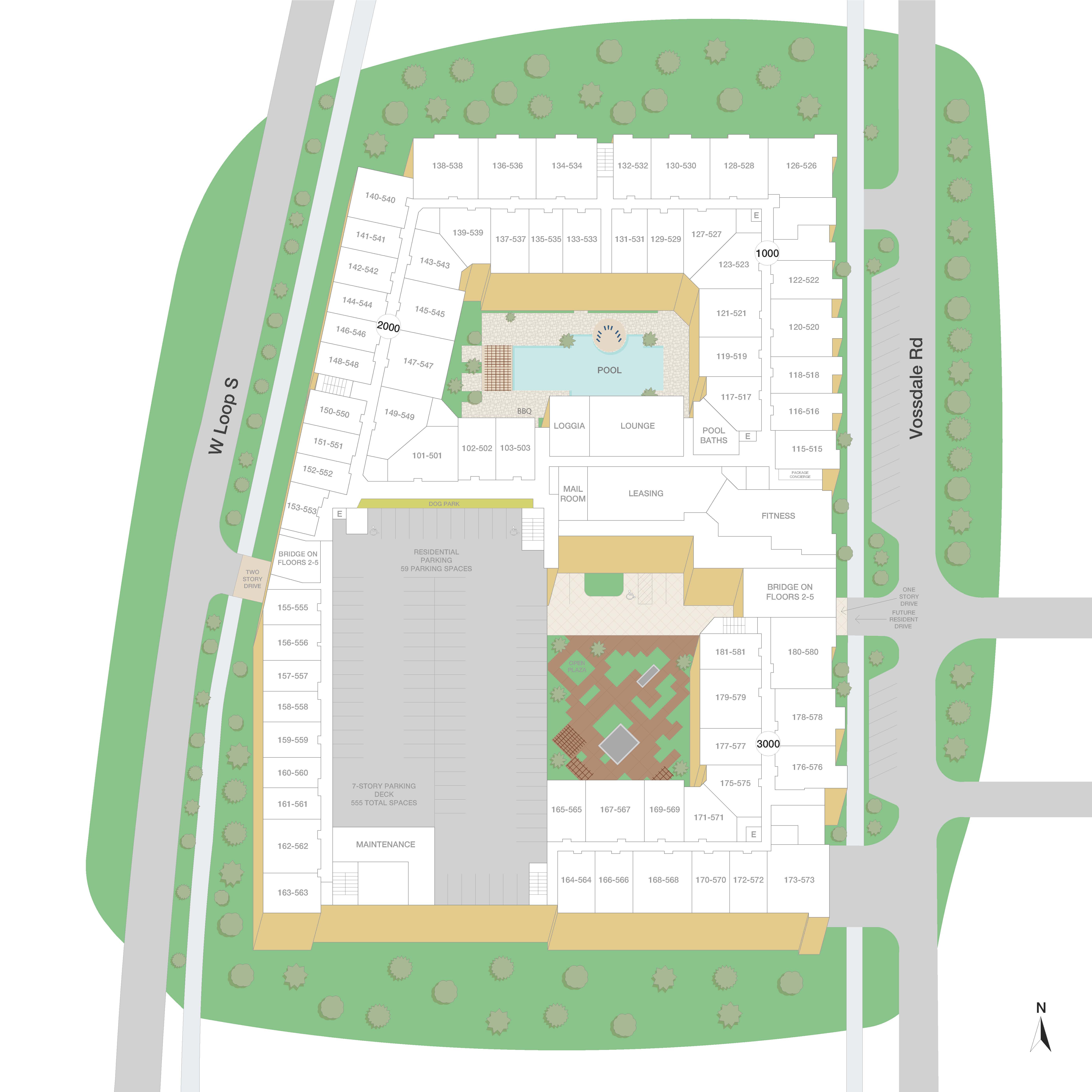Property map of MAA Afton Oaks luxury apartments in Houston, TX