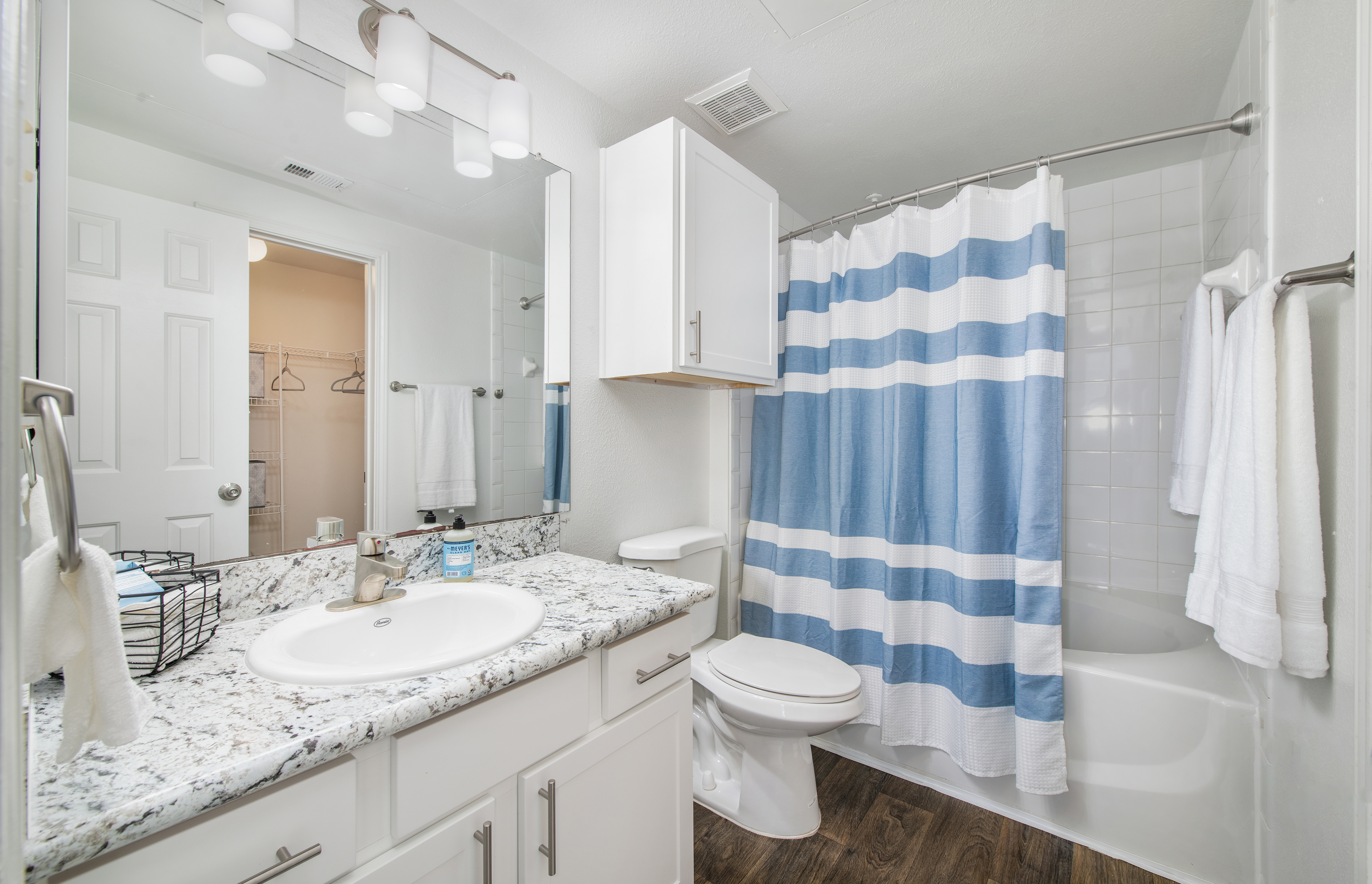 Bathroom at MAA Kirkwood luxury apartment homes in Stafford, TX