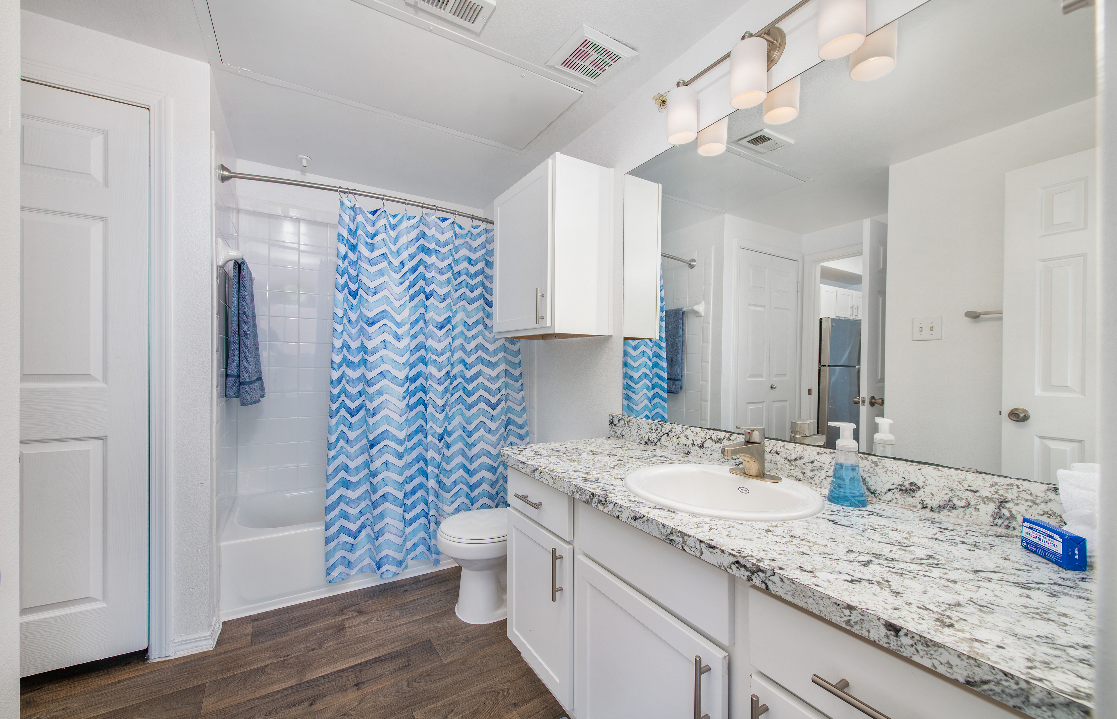 Bathroom at MAA Kirkwood luxury apartment homes in Stafford, TX