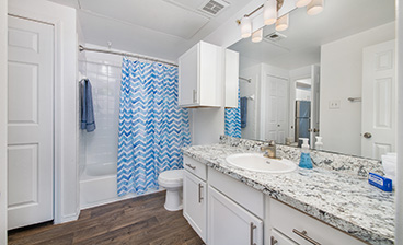 Bathroom at MAA Kirkwood luxury apartment homes in Stafford, TX