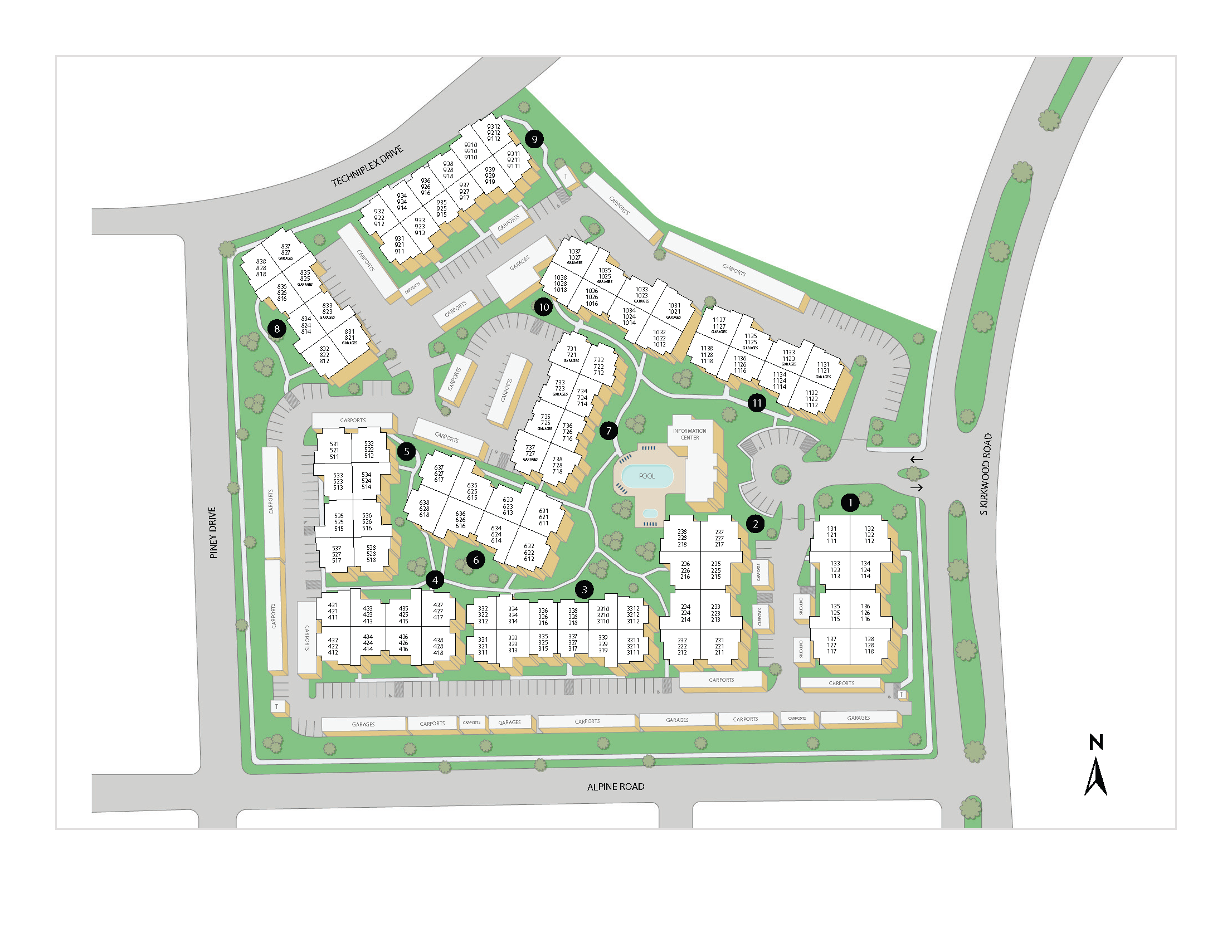 Property map of MAA Kirkwood luxury apartments in Stafford, TX