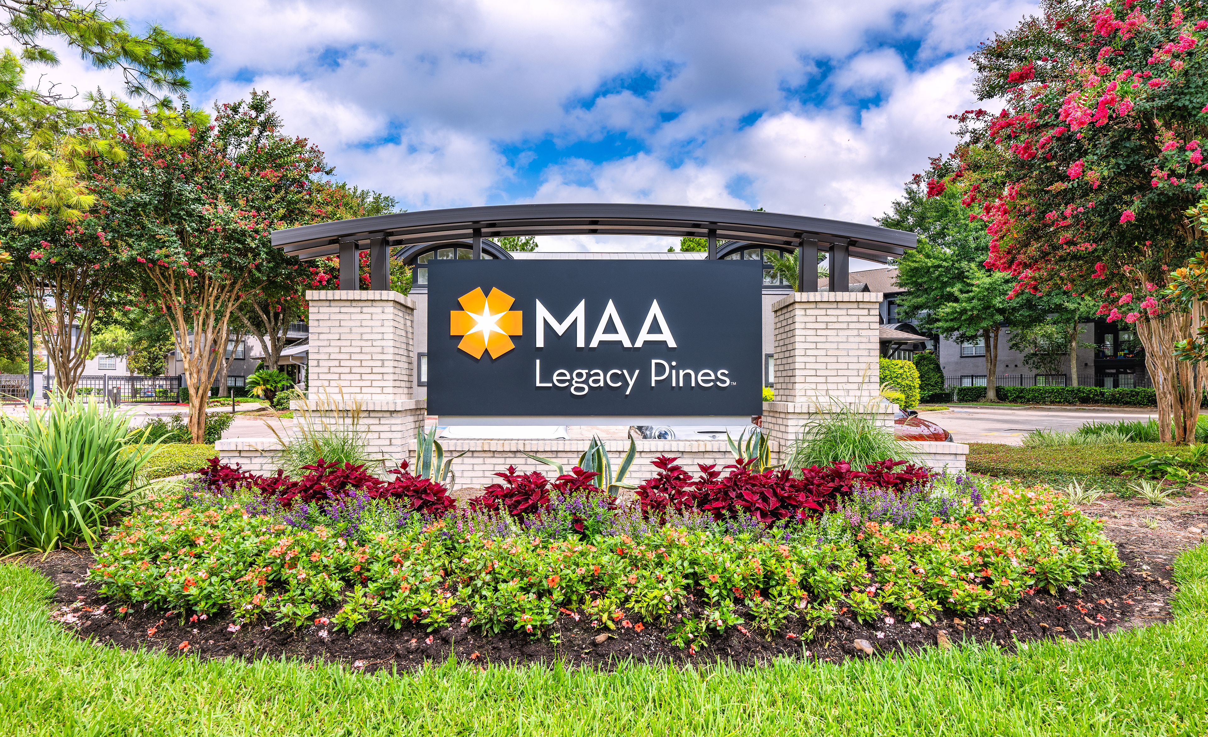 Signage at MAA Legacy Pines luxury apartment homes in Houston, TX