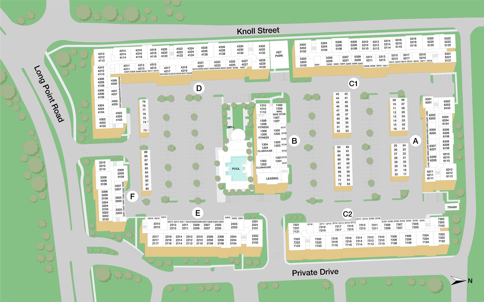 Property map of MAA Park Point luxury apartments in Houston, TX