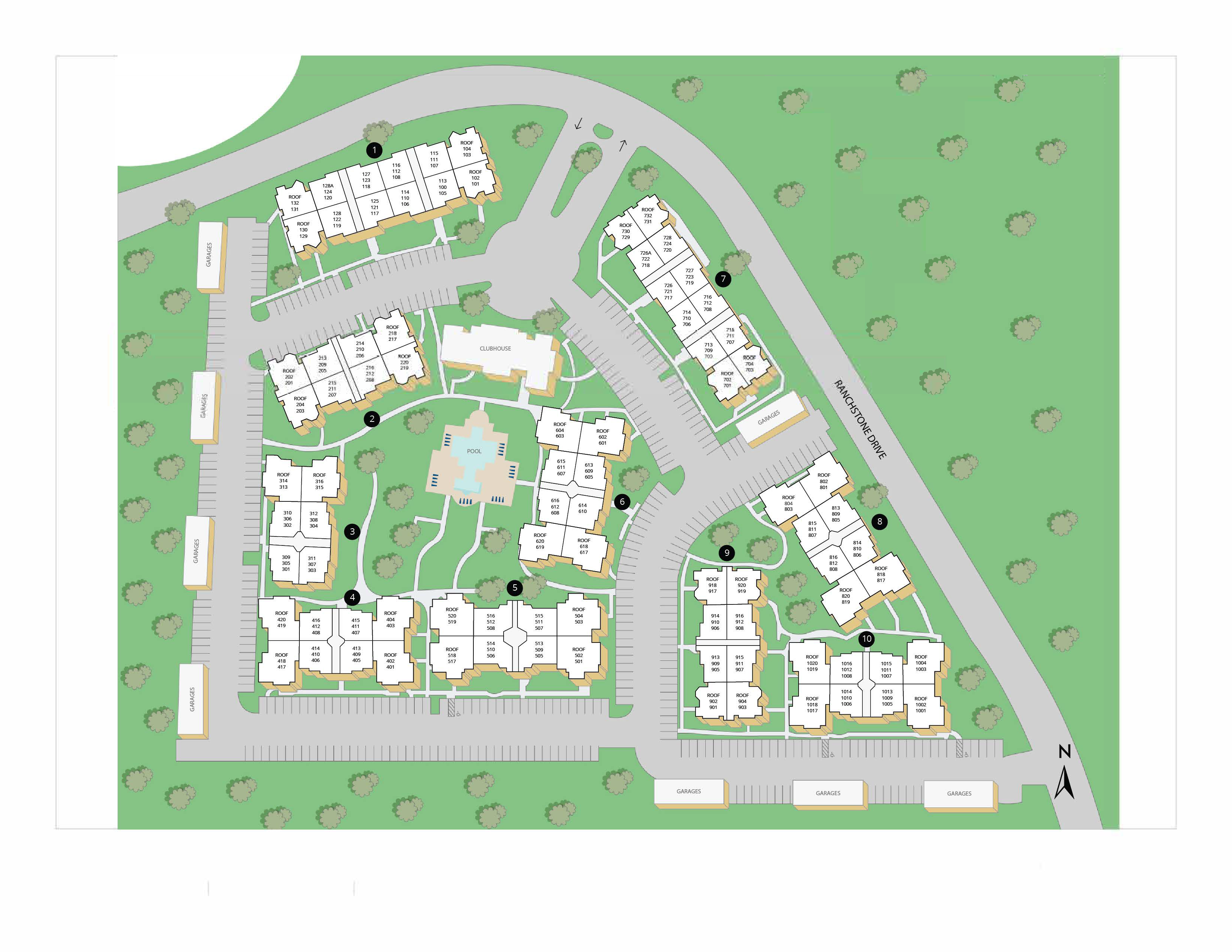 Property map of MAA Ranchstone luxury apartments in Houston, TX