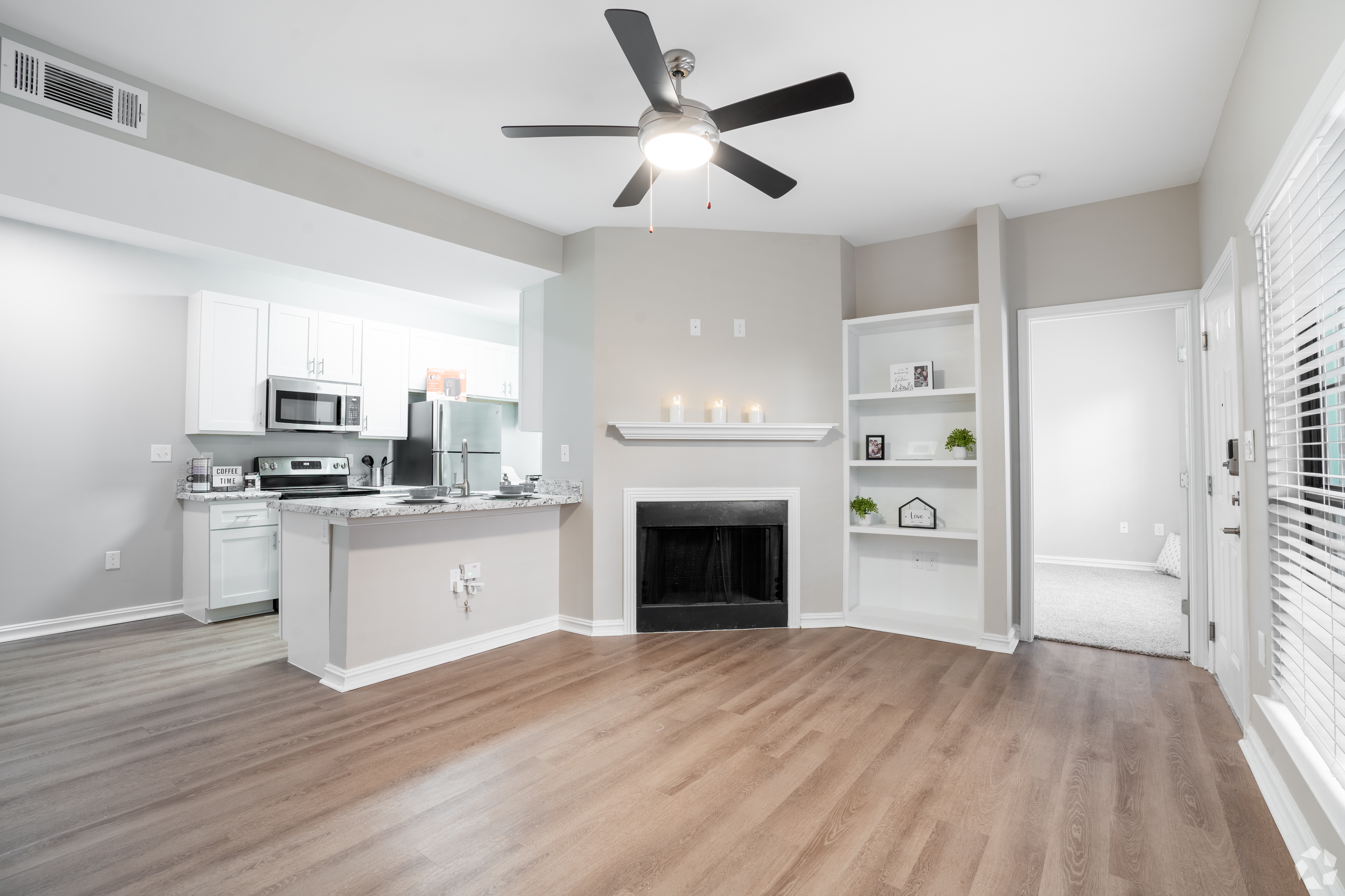 Living room at MAA Valleywood luxury apartment homes in Houston, TX