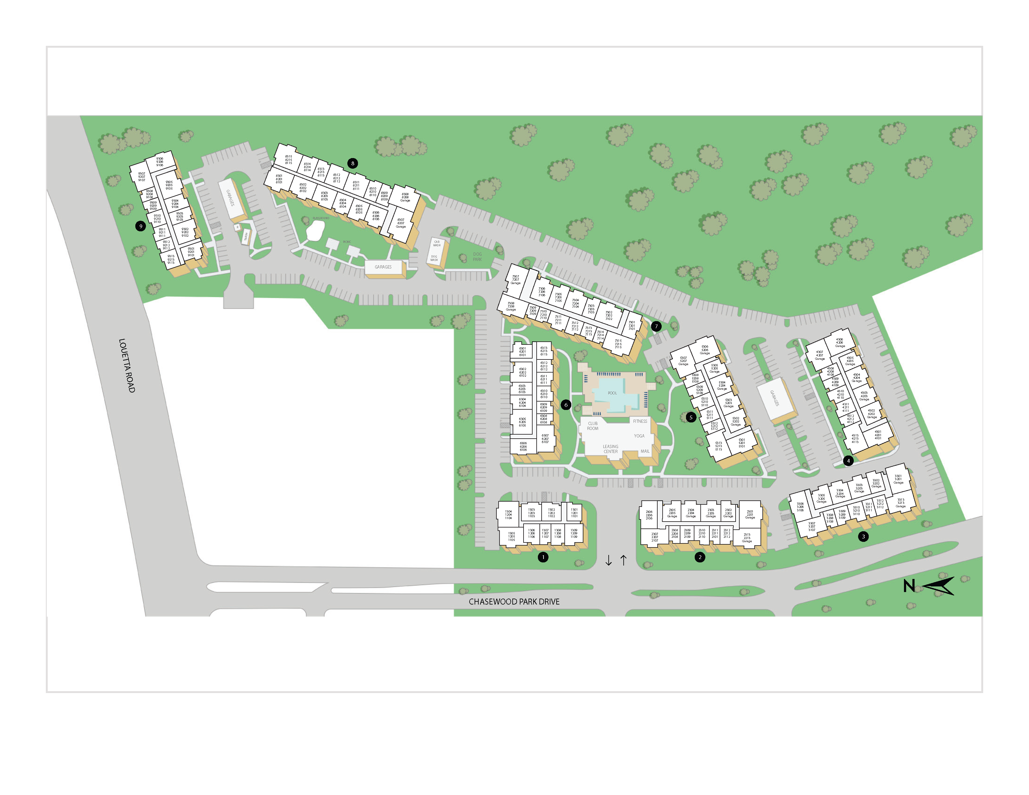 Property map of MAA Vintage Park luxury apartments in Houston, TX
