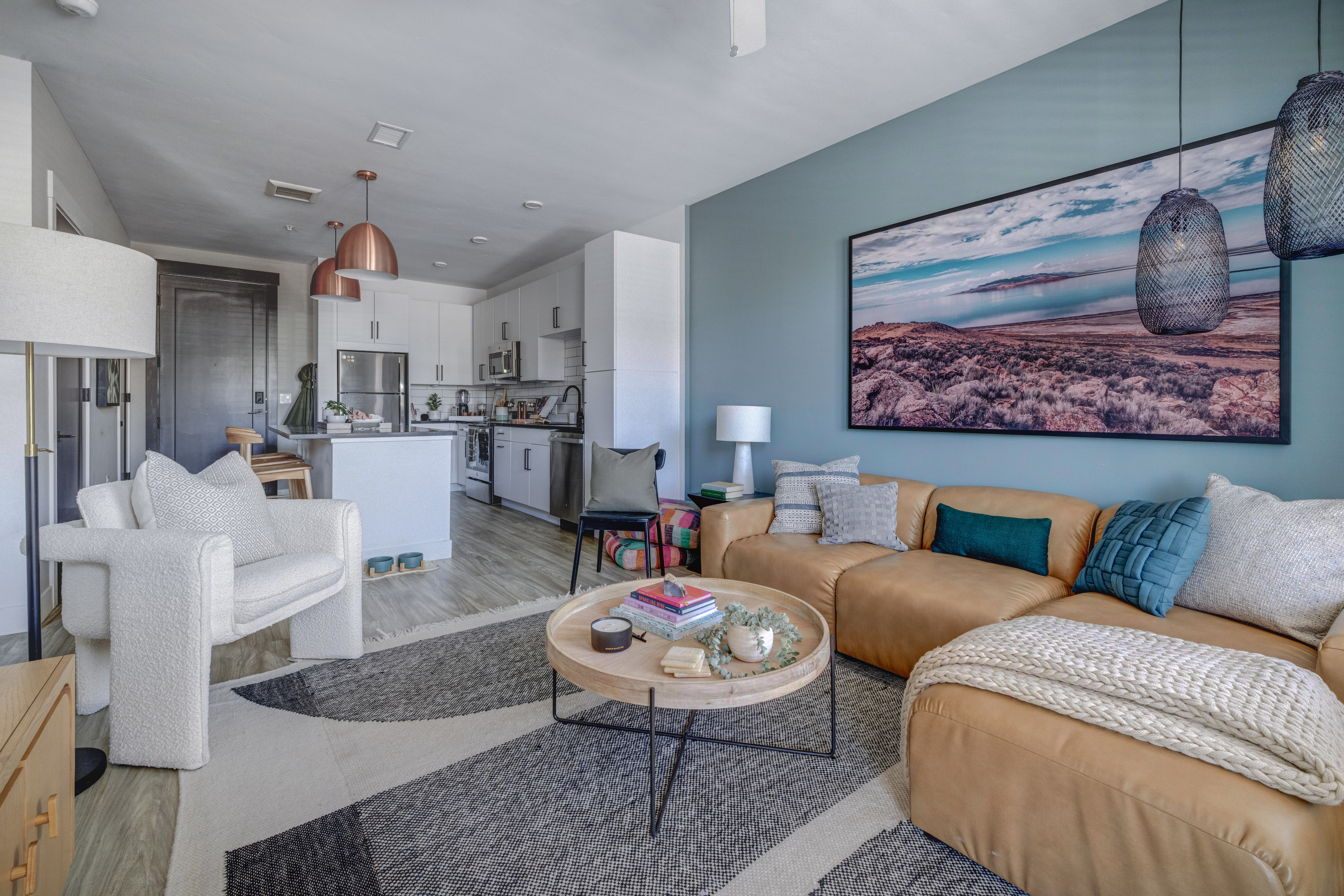 Living room at MAA at Daybreak luxury apartment homes in South Jordan, UT