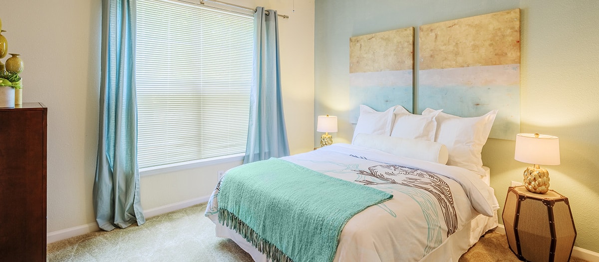 Guest bedroom at Adalay Bay luxury apartments in Chesapeake, VA