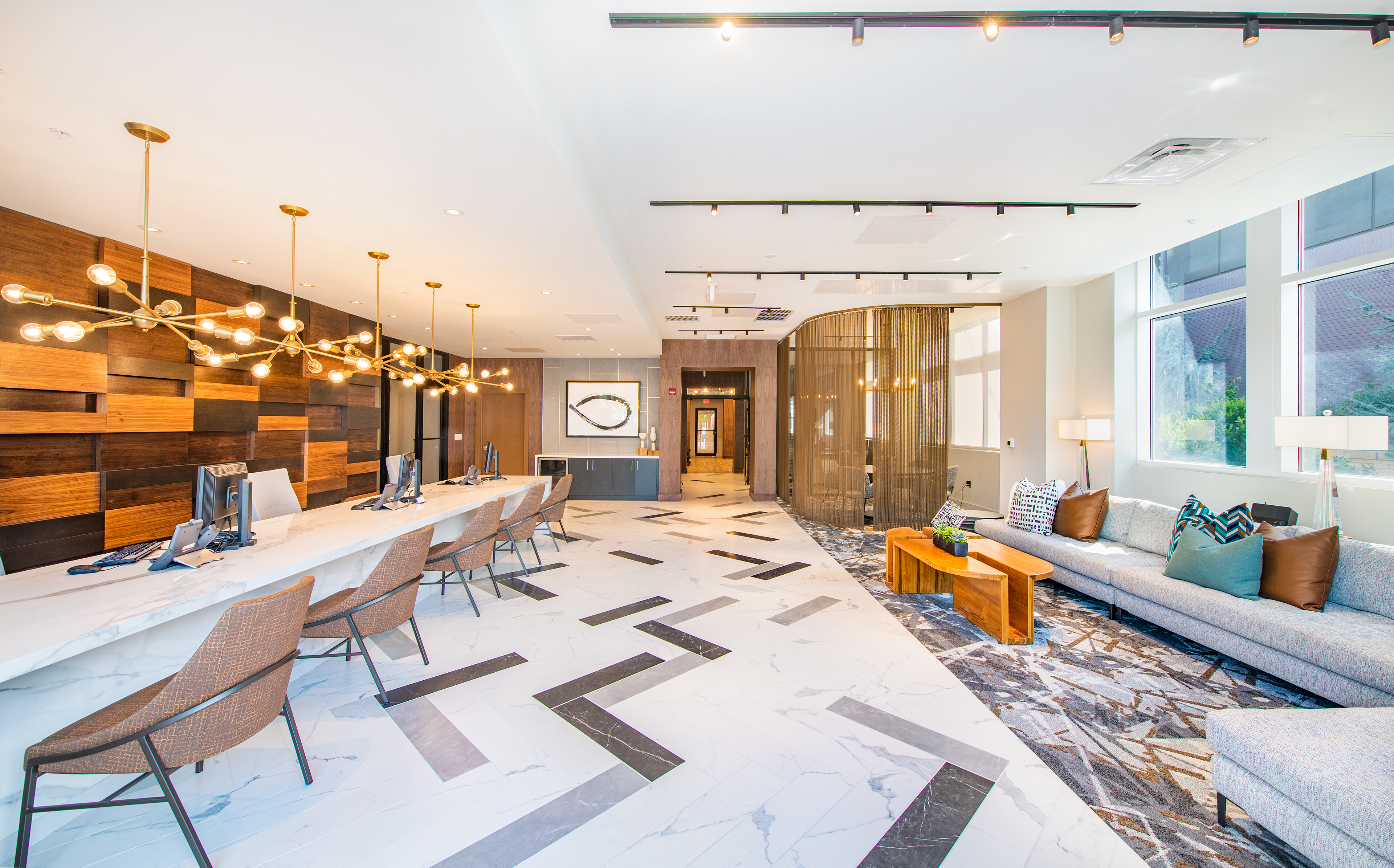 Lobby at MAA National Landing luxury apartment homes in Washington, DC