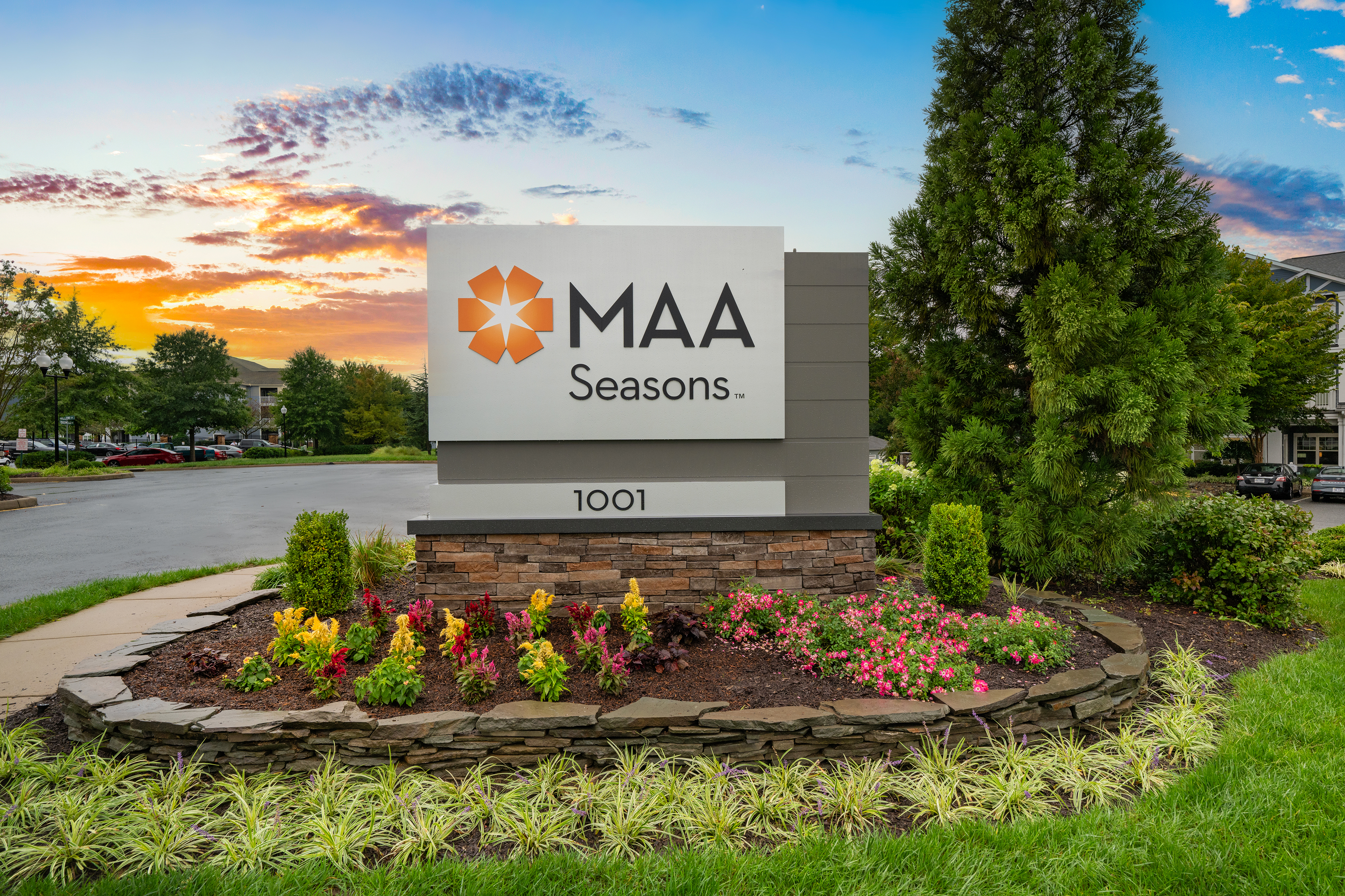 Signage at MAA Seasons luxury apartment homes in Fredericksburg, VA