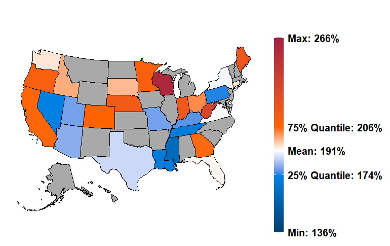 ESTIMATED NATIONAL COMMERCIAL REIMBURSEMENT AS A PERCENTAGE OF MEDICARE FFS RATES