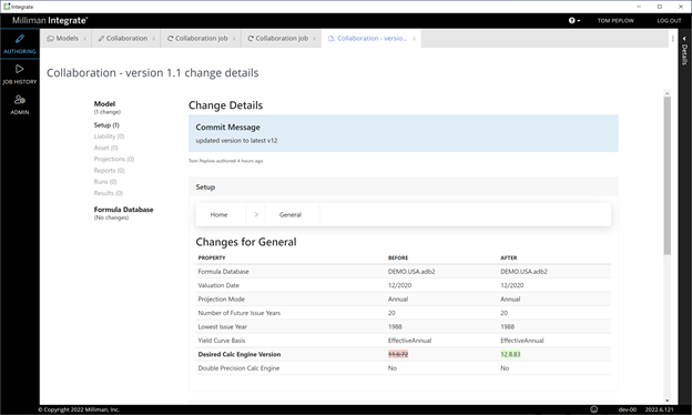 Figure 2: Audit report of a change