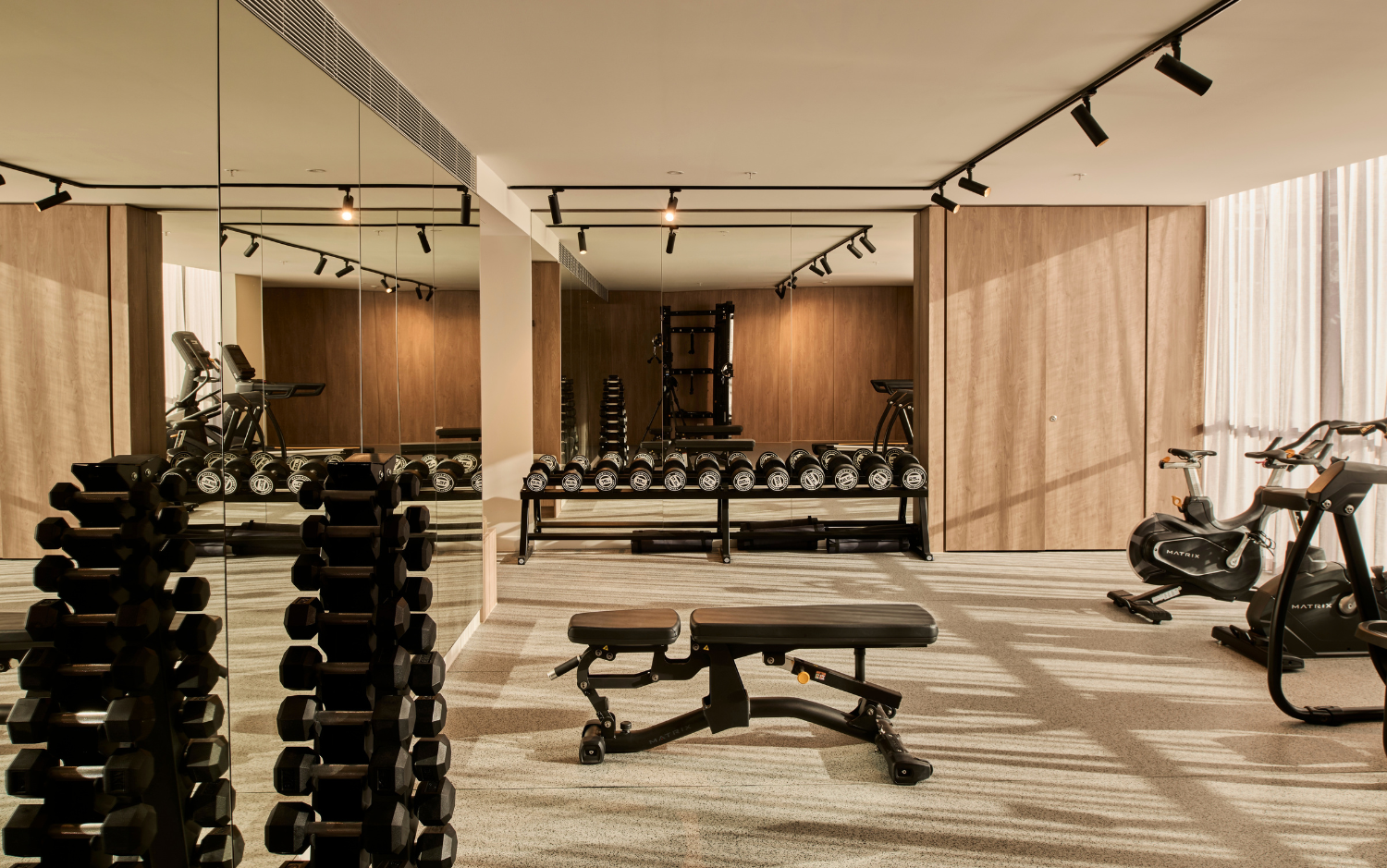 a gym with exercise equipment