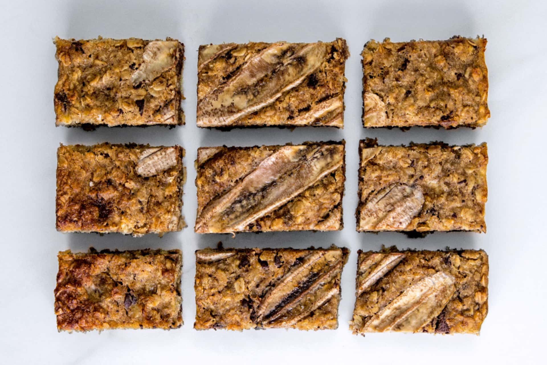 Baked Banana & Oat Chocolate Chip Bars