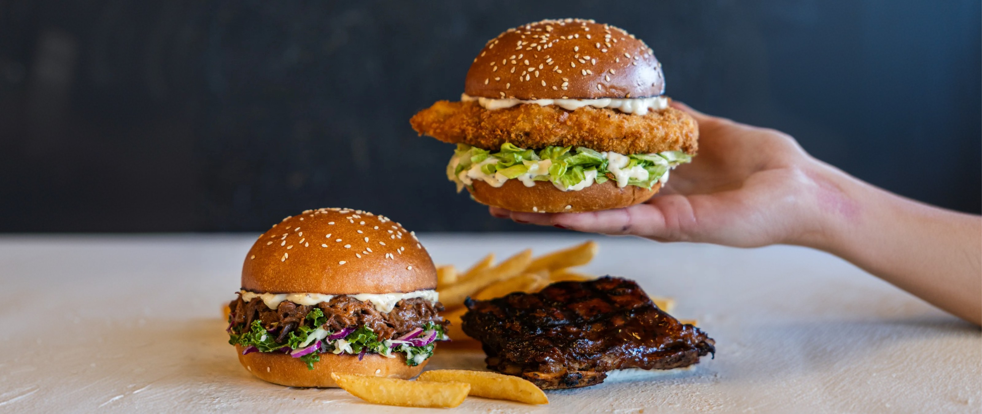 Ribs & Burger: Signature Combos: Truffle Beef Brisket & Truffle Chicken Burger