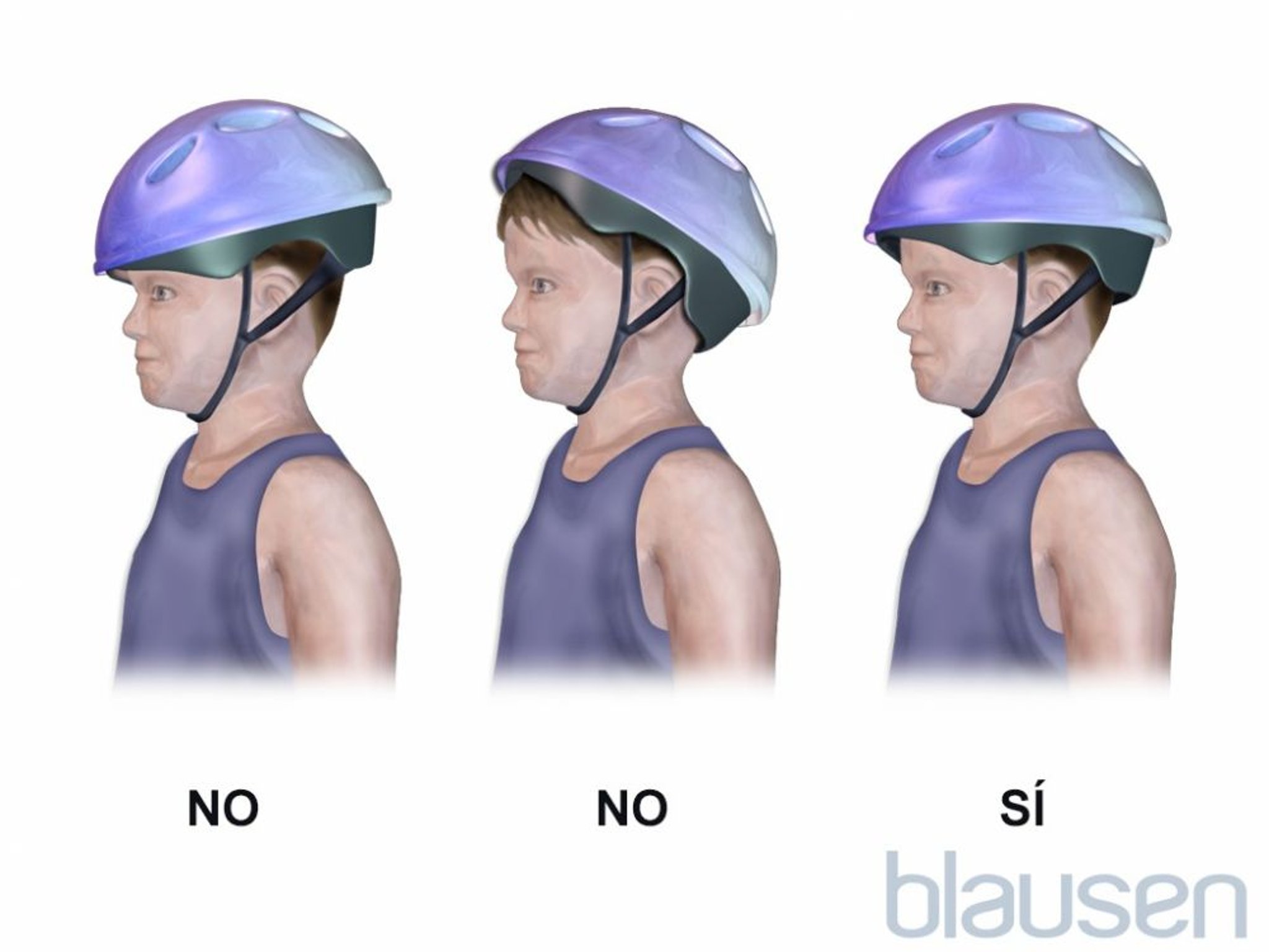Colocación correcta del casco de bicicleta a un niño