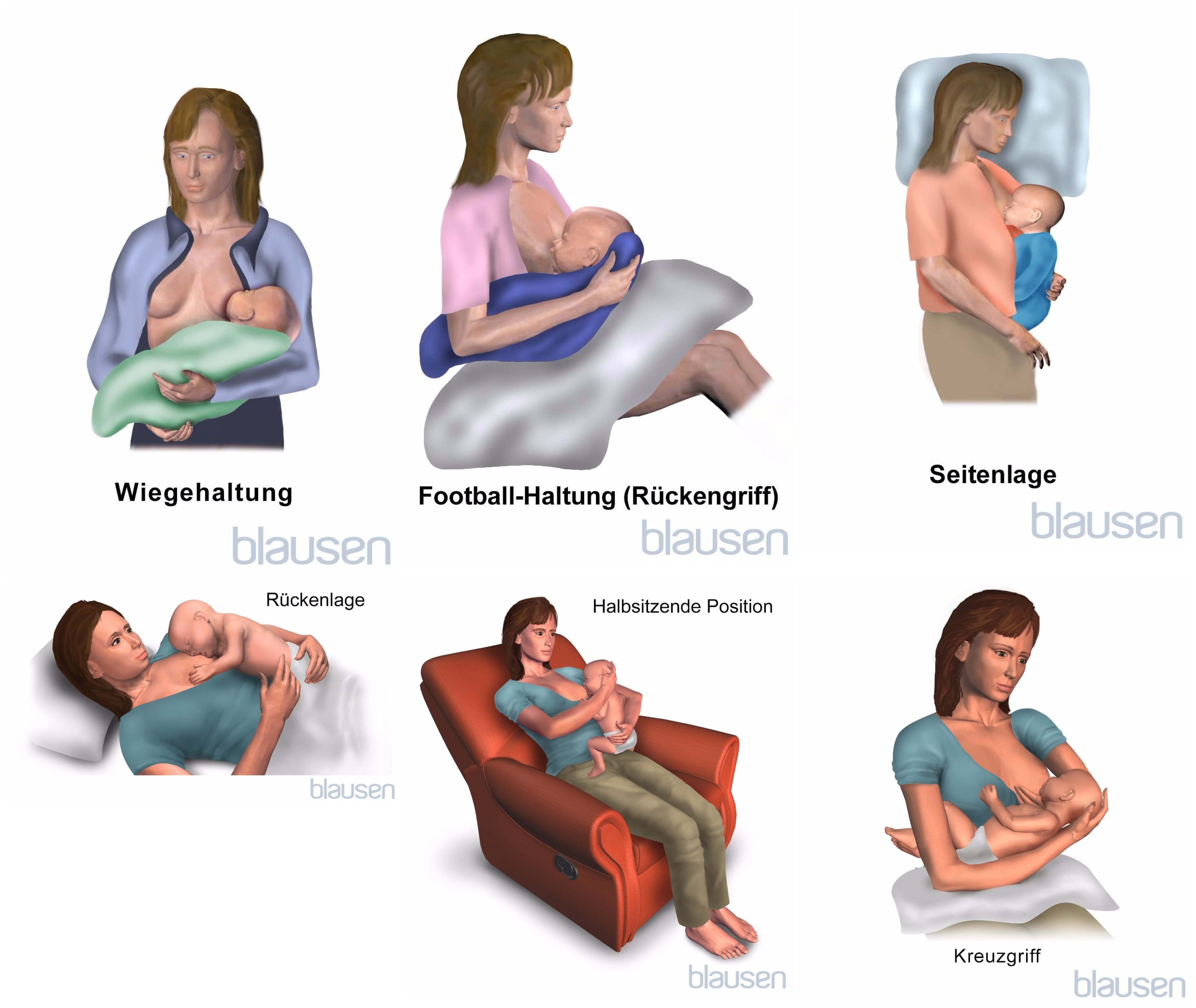 Einige weitere zum Stillen geeignete Positionen