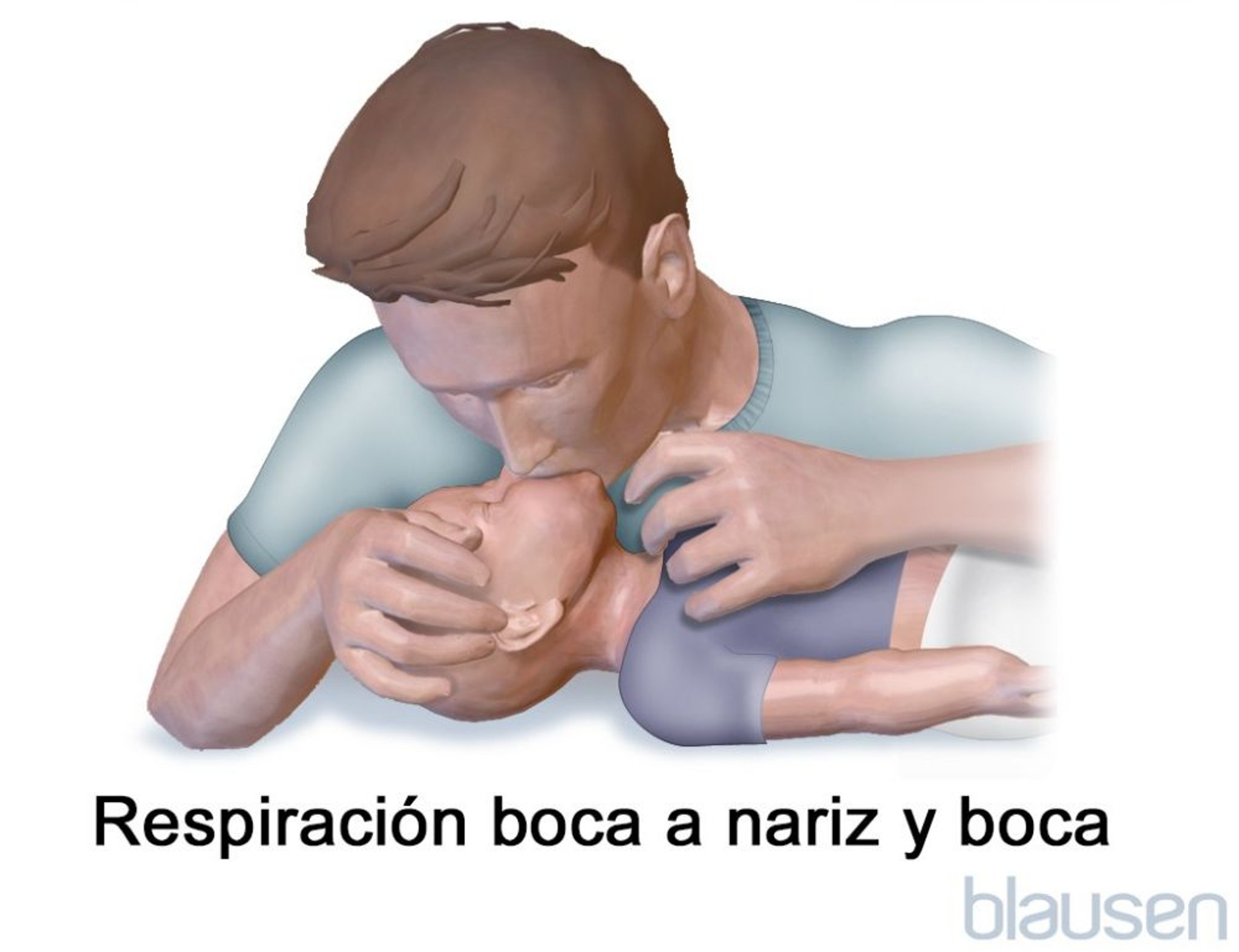 Respiración boca a nariz y boca en un lactante