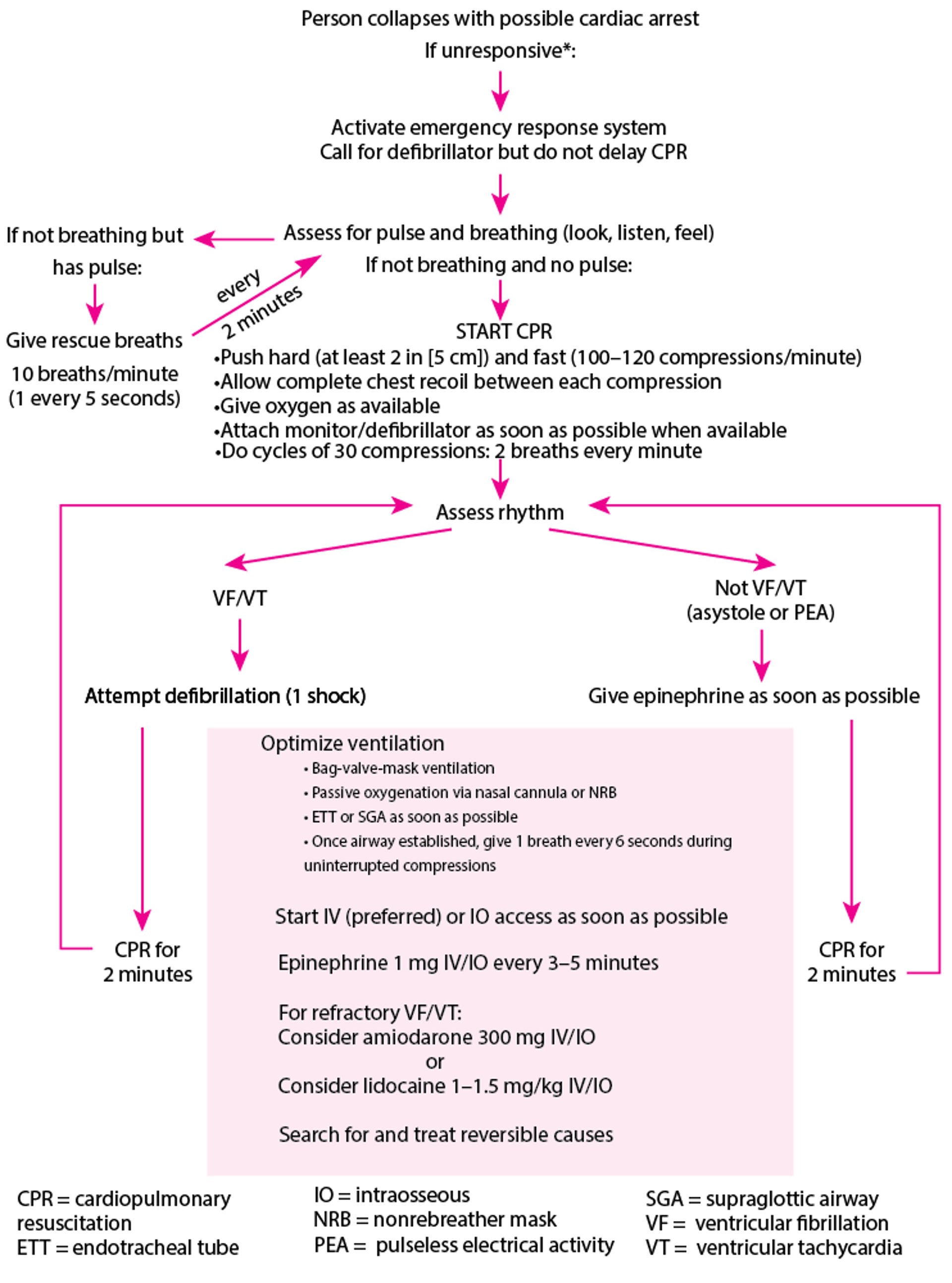 Assistenza cardiaca completa in emergenza nell'adulto