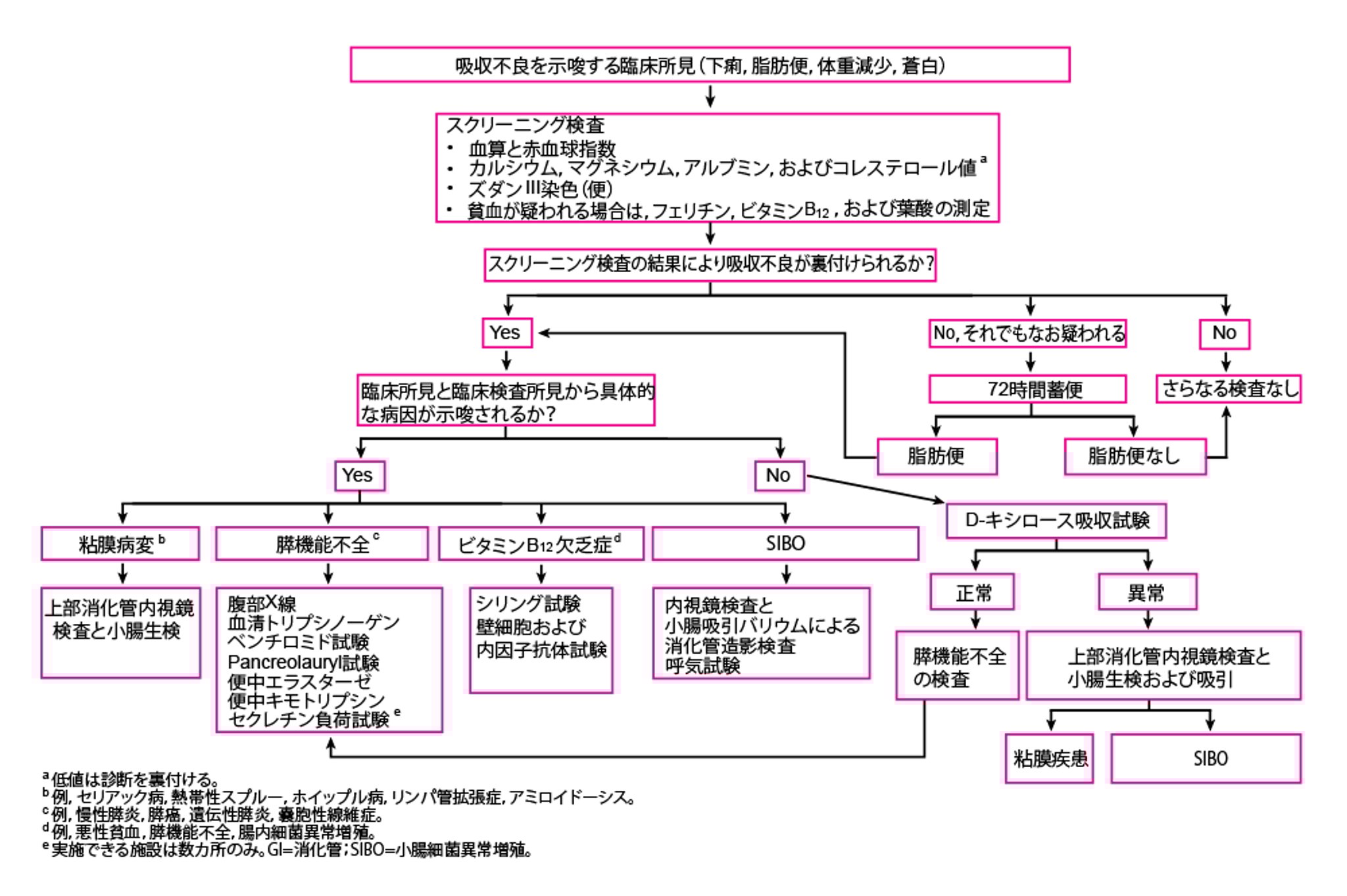 推奨される吸収不良の評価