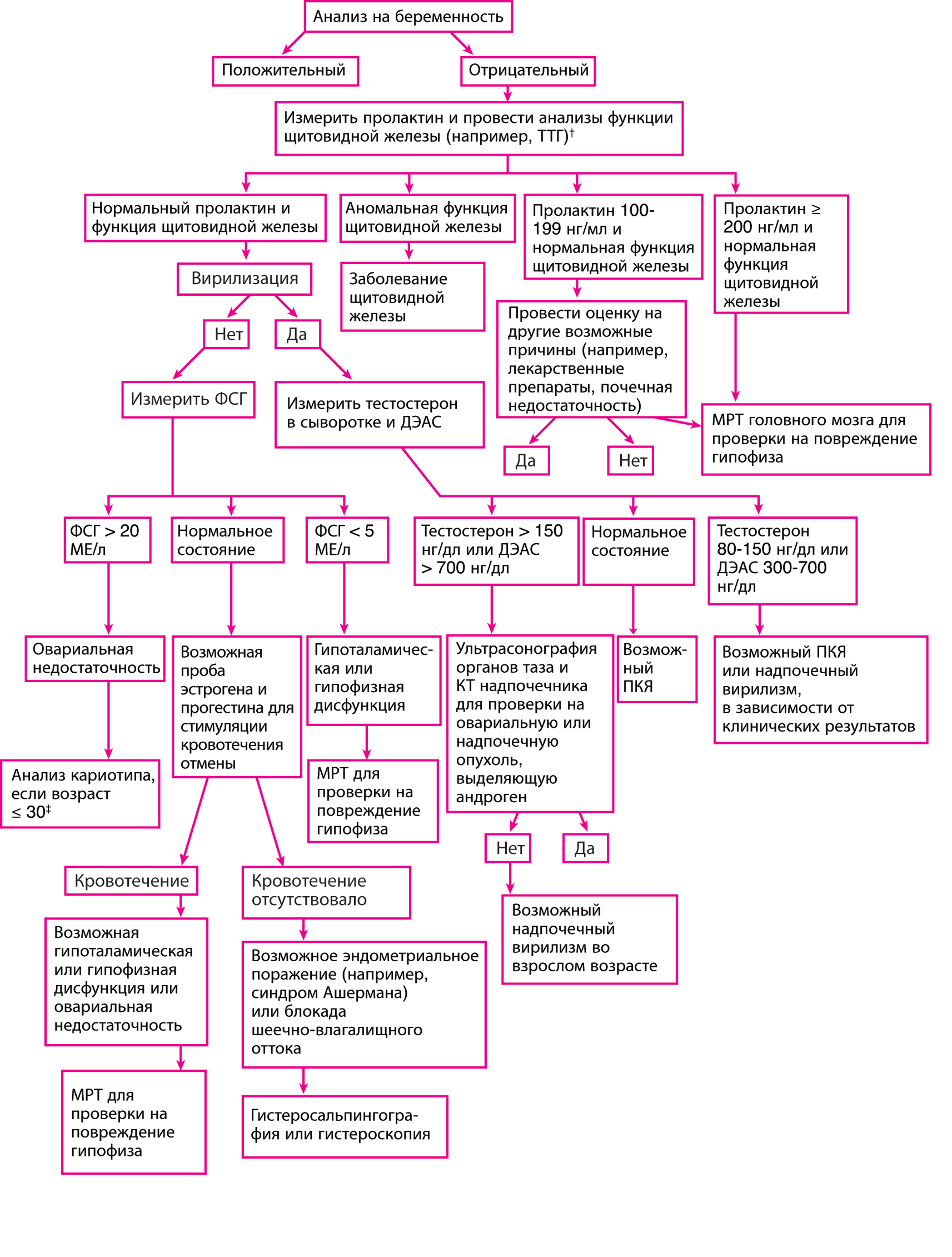 Обследование при вторичной аменорее*