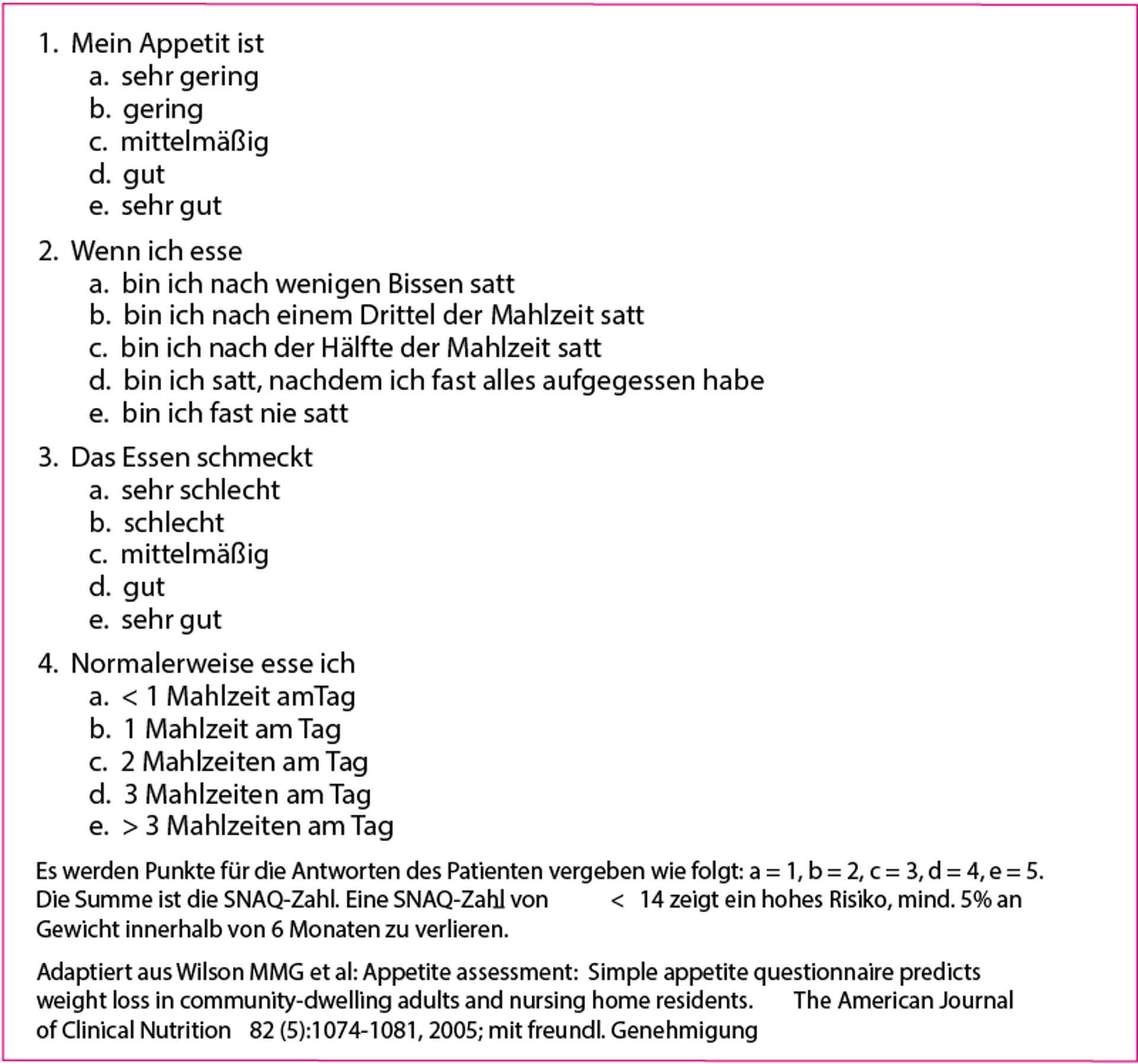 Der vereinfachte Ernährungsbeurteilungsfragebogen (SNAQ)