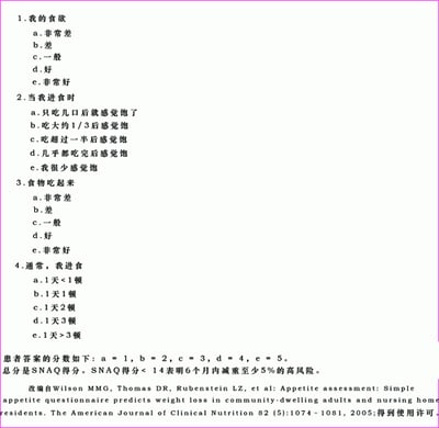 简化的营养状态评估问卷（SNAQ）