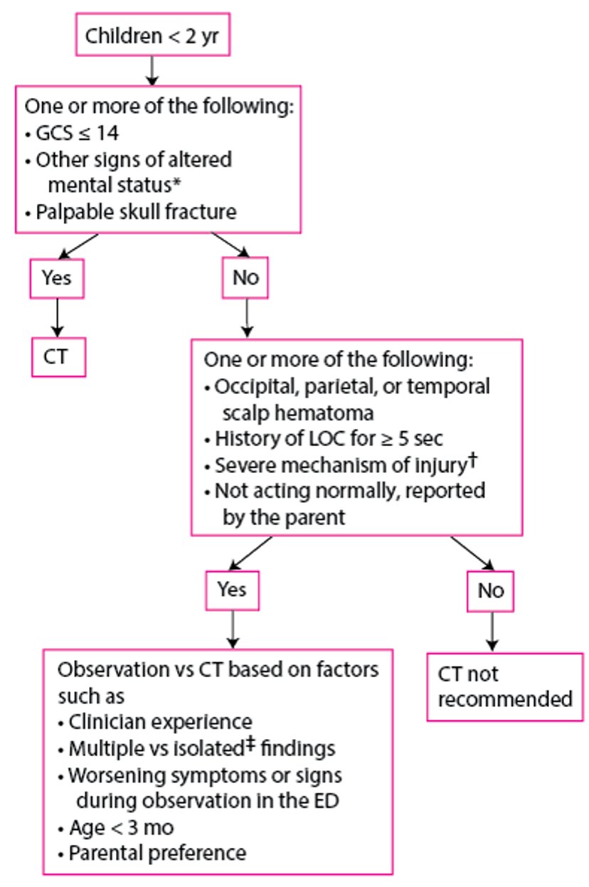 Evaluation of Children 0 to 2 Years With a Head Injury