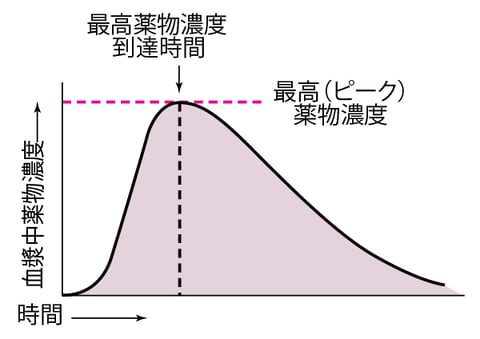 仮想薬物を単回経口投与した後の代表的な血漿中薬物濃度―時間関係