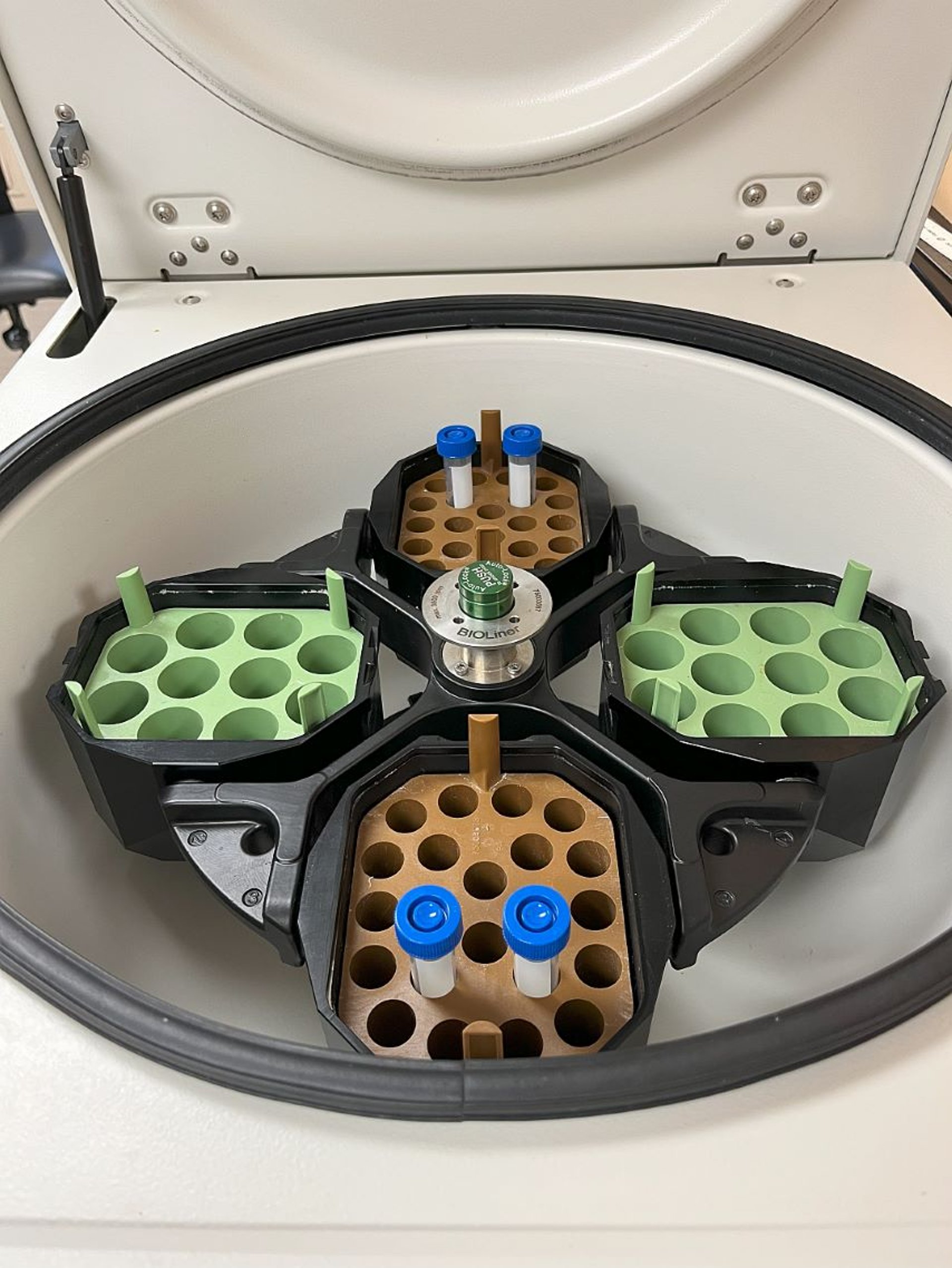 Fecal flotation tubes in centrifuge