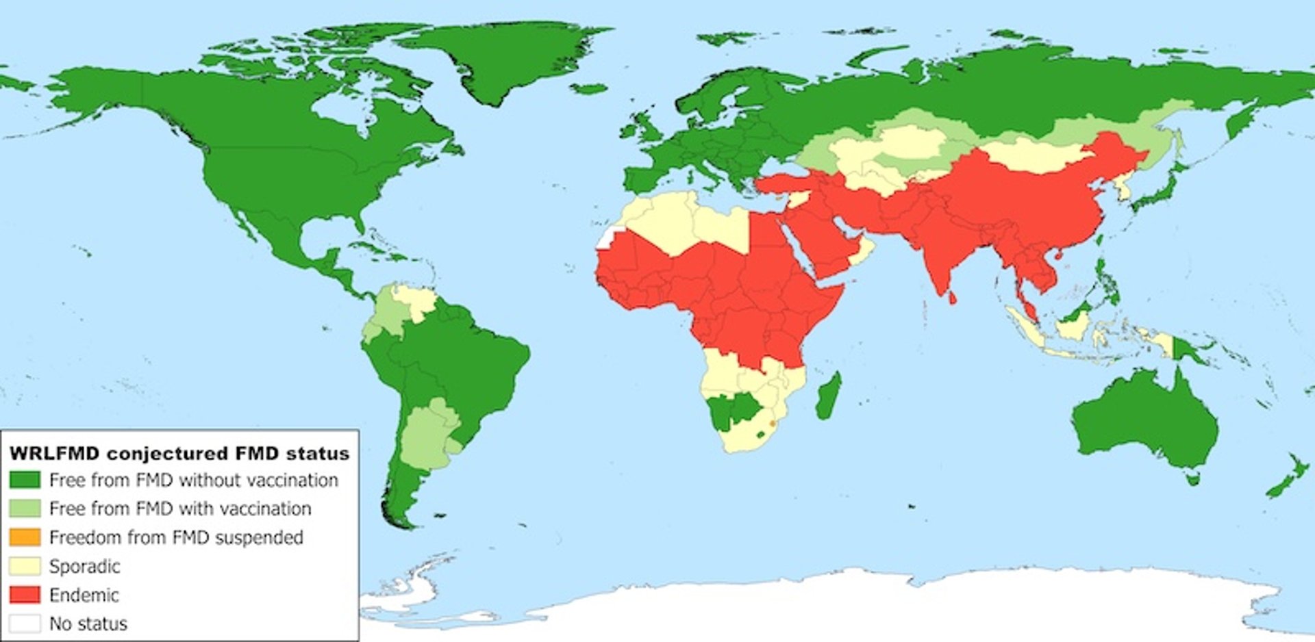 Estado de la enfermedad según el World Reference Laboratory for Foot-and-Mouth Disease (Laboratorio Mundial de Referencia para la Fiebre Aftosa)