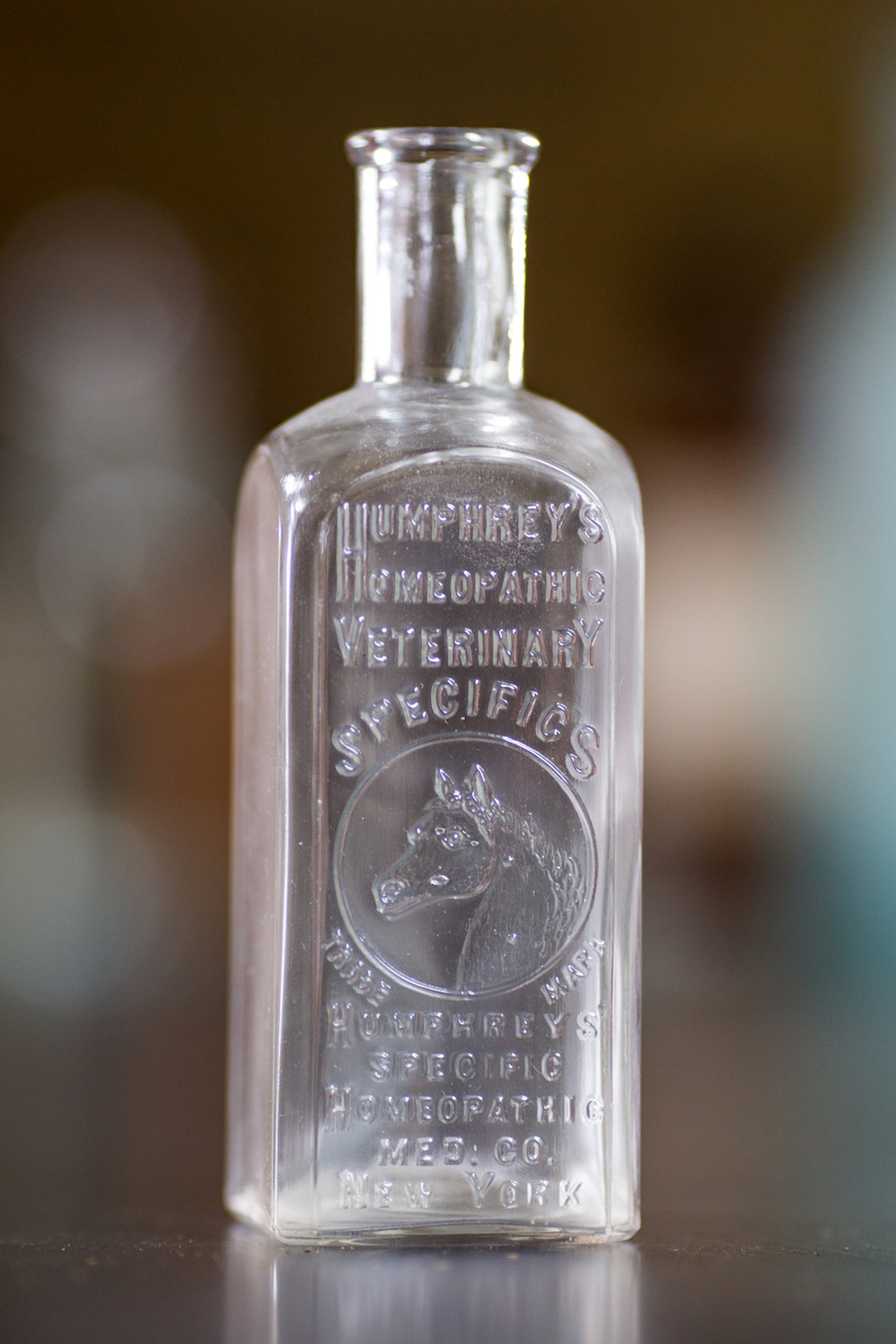 Humphrey’s Homeopathic Veterinary Specifics antique medicinal bottle, ca. 1860