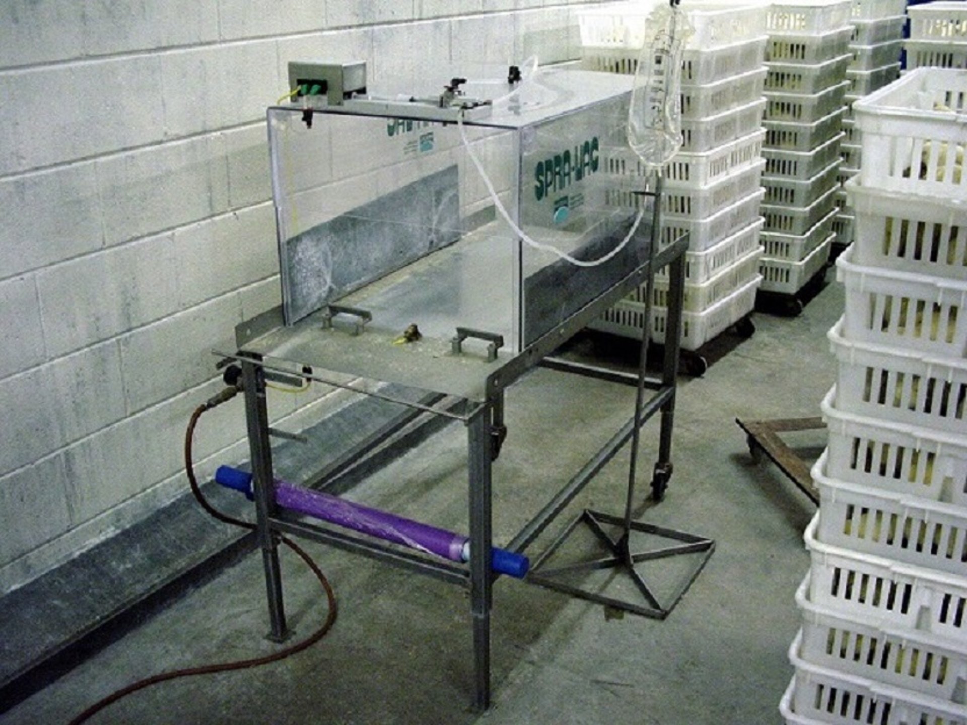 Vaccination spray cabinet for day-old chicks