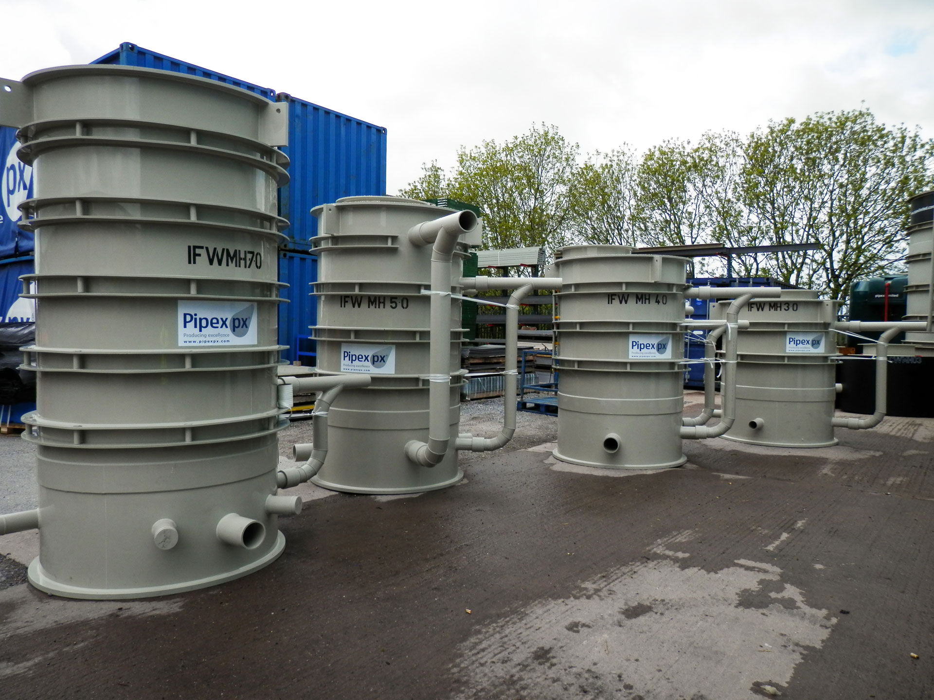 Pipex branded manholes and catchpits of different sizes