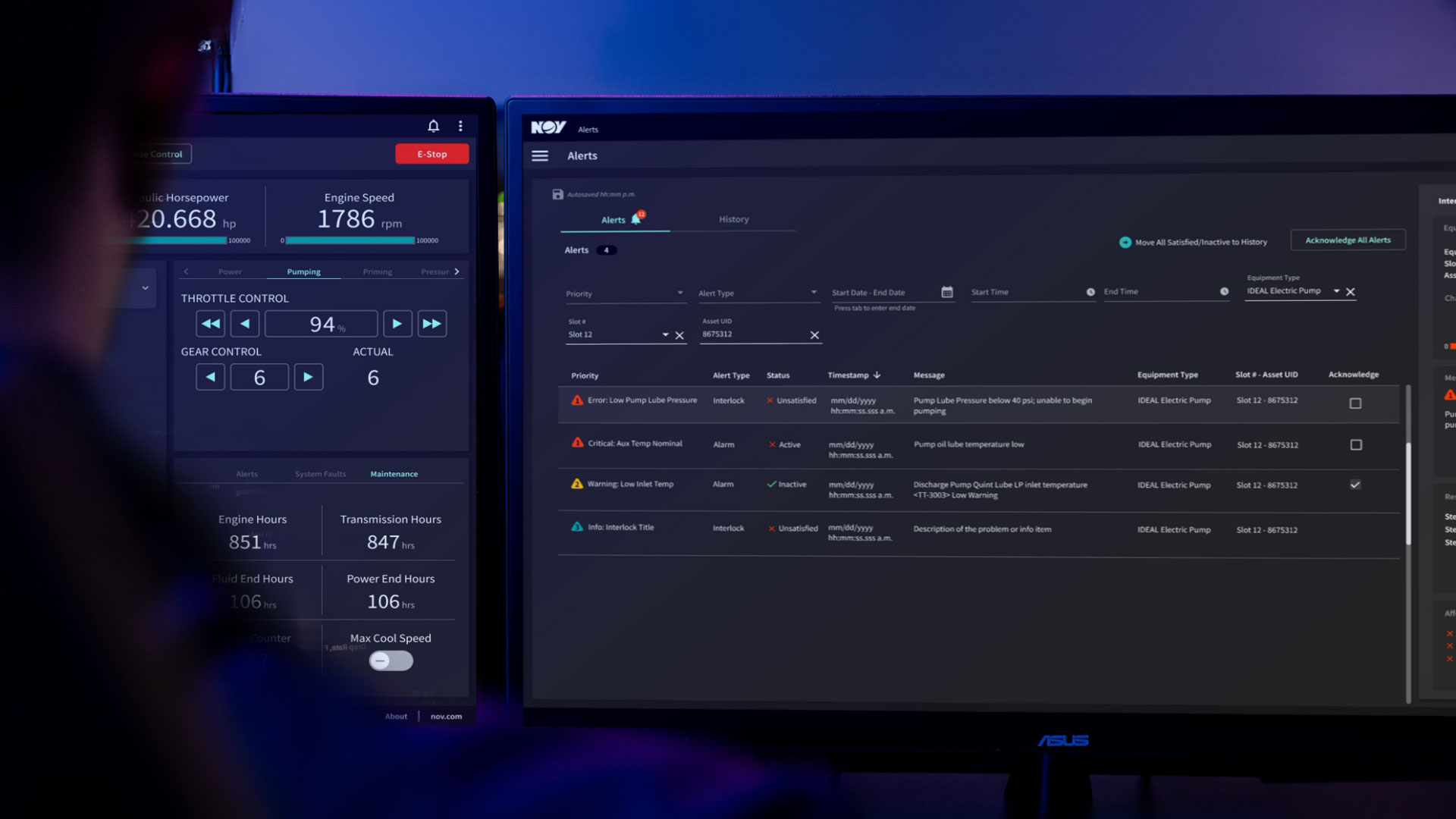 A person reviewing Ideal OS data on two screens