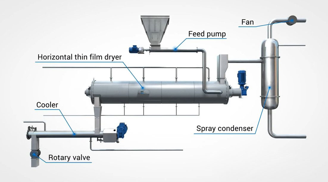 Thin film sludge dryer