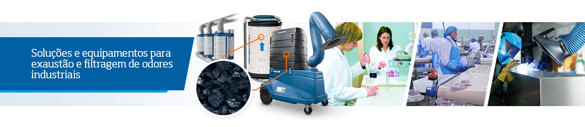 Soluções e equipamentos para  exaustão e filtragem de odores  industriais