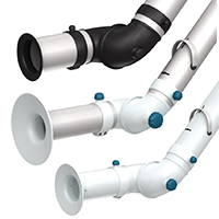 Os braços Nederman Bench Top estão disponíveis em kits prontos, incluindo exaustor, filtro, controle de velocidade, conectores e suportes de bancada. O kit é uma solução rápida e conveniente para criar ambientes livres de fumos, pós e gases. | Nederman