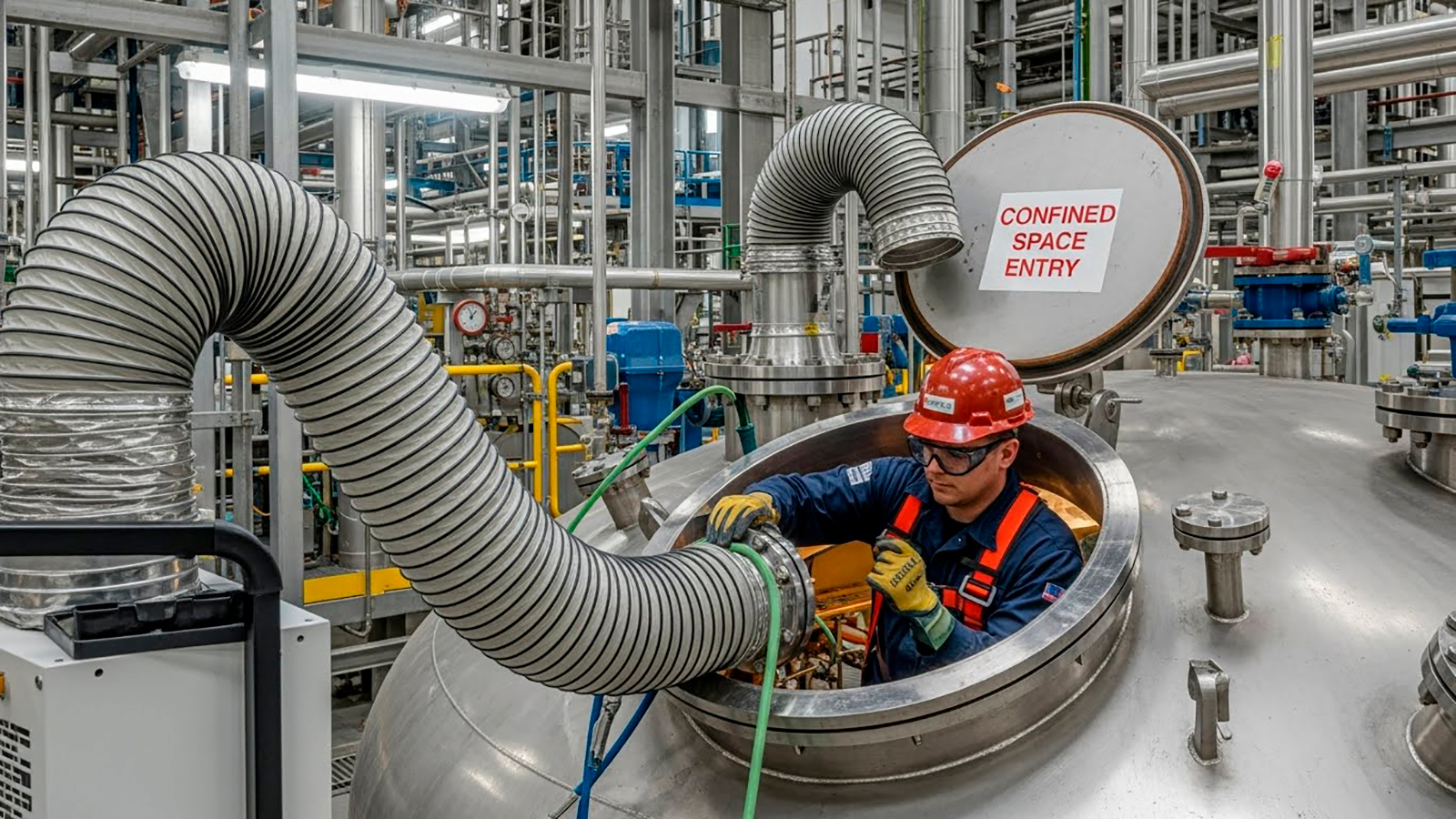 O insuflador de ar industrial é uma ferramenta central para atender essas exigências. Ele deve ser utilizado antes, durante e após a entrada de equipes. | Saiba mais | Nederman