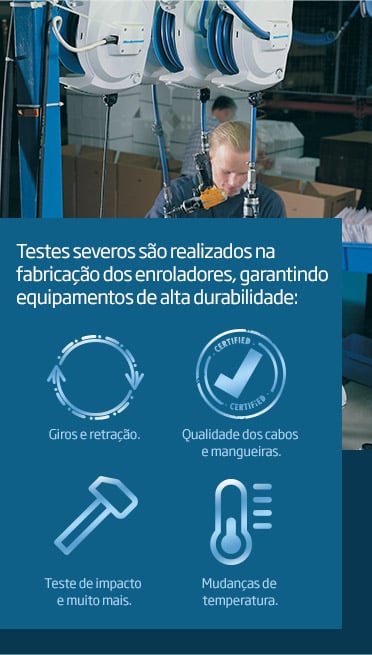 Enrolador de cabos e mangueiras com alta durabilidade